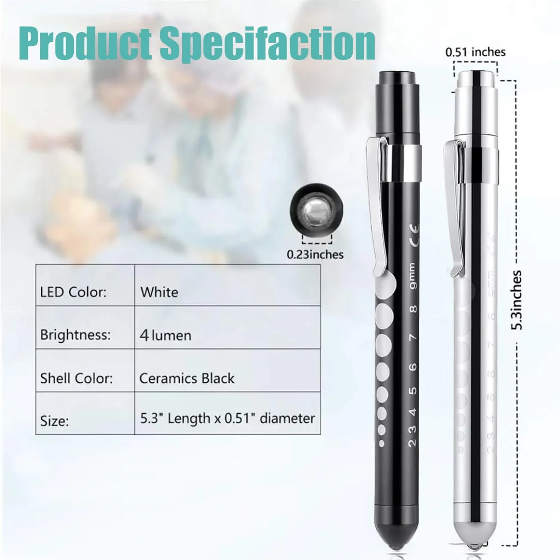 Tomedeks 2 Items Nurse Accessories Pupil Light Pupil Lamp Diagnostic Light Nurse Emergency Service Accessories with Pupil Meter and Ruler - Image 2