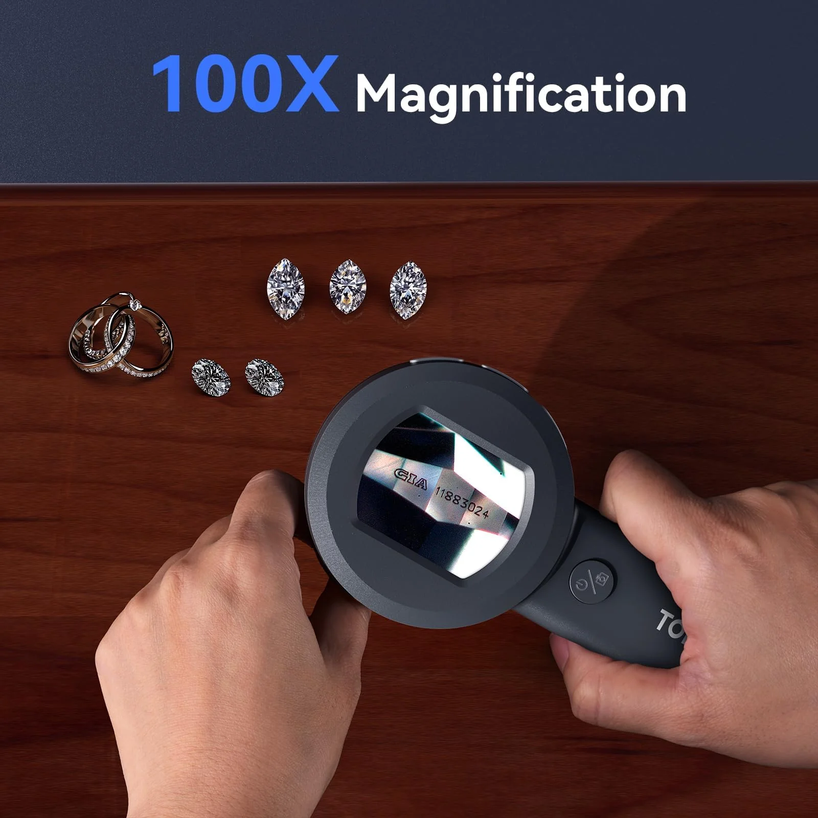 TOMLOV P10 Microscope for Adults Kids, Handheld Coin Magnifier with Light for Error Coins, Portable Trichome Magnifying Glass 100X, Collector Pocket Jewelers Loupe, Digital Microscope with 2" Screen Black - Image 4