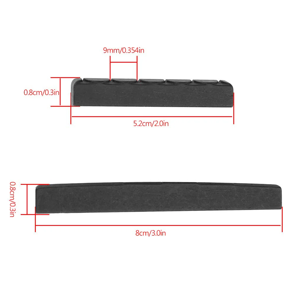 Tomotato 2 Pcs Guitar Nut Ebony Nut and Saddle Black Guitar Bridge Saddle for Classical Guitar Parts Replacement - Image 3