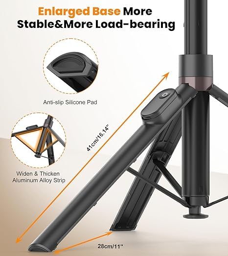 TONEOF 66" Automatic Tripod,Auto-Open Phone Tripod Stand with Magnetic Rechargable Remote,Selfie Stick Tripod 360° Vertical & Horizontal Rotatable,Stable Travel Tripod for iPhone/Android(Black) 66in Black - Image 7