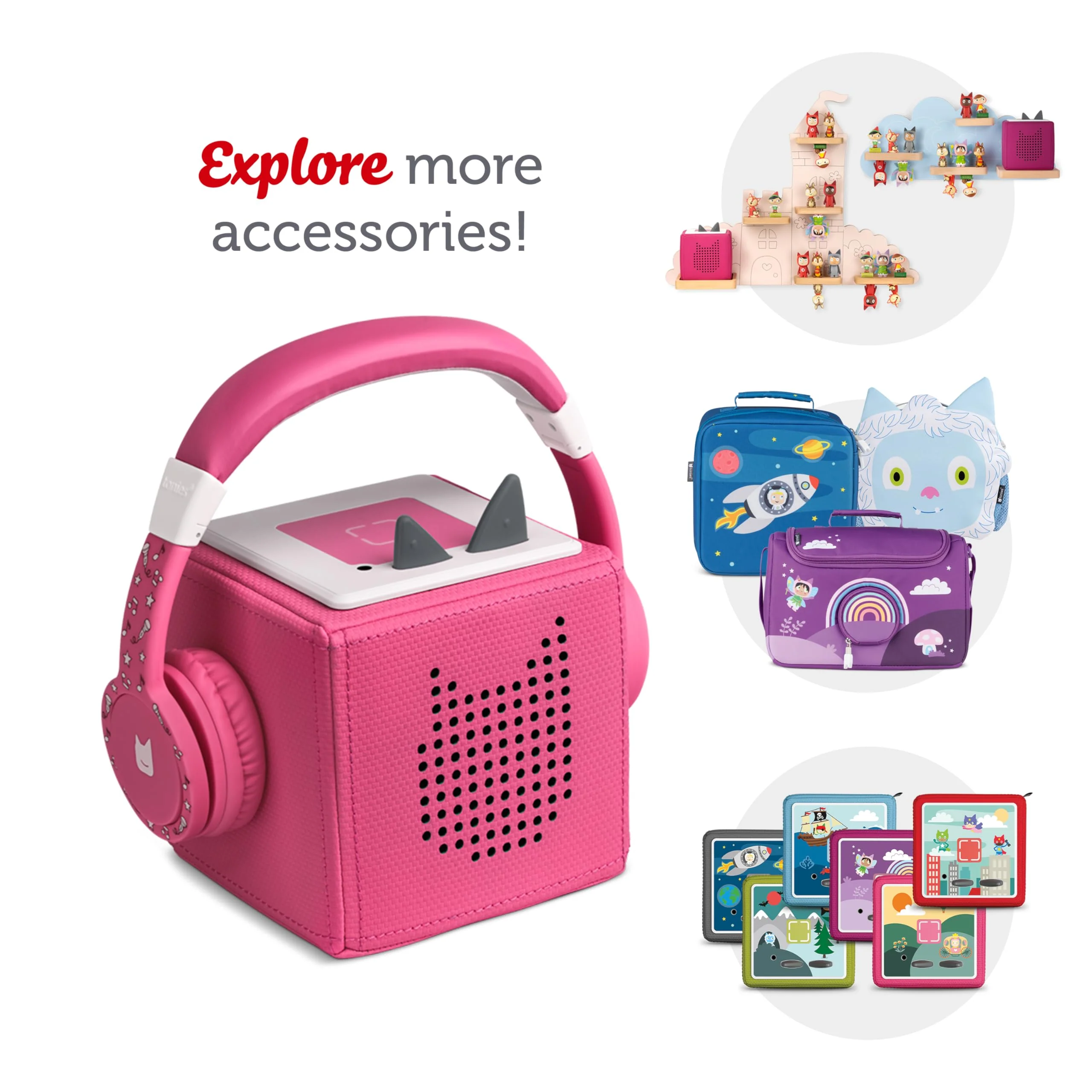 Tonies Foldable Wired Headphones for Kids - Comfortably Designed to fit On-Ear - Works with Toniebox and All 3.5mm Devices - Pink - Image 6