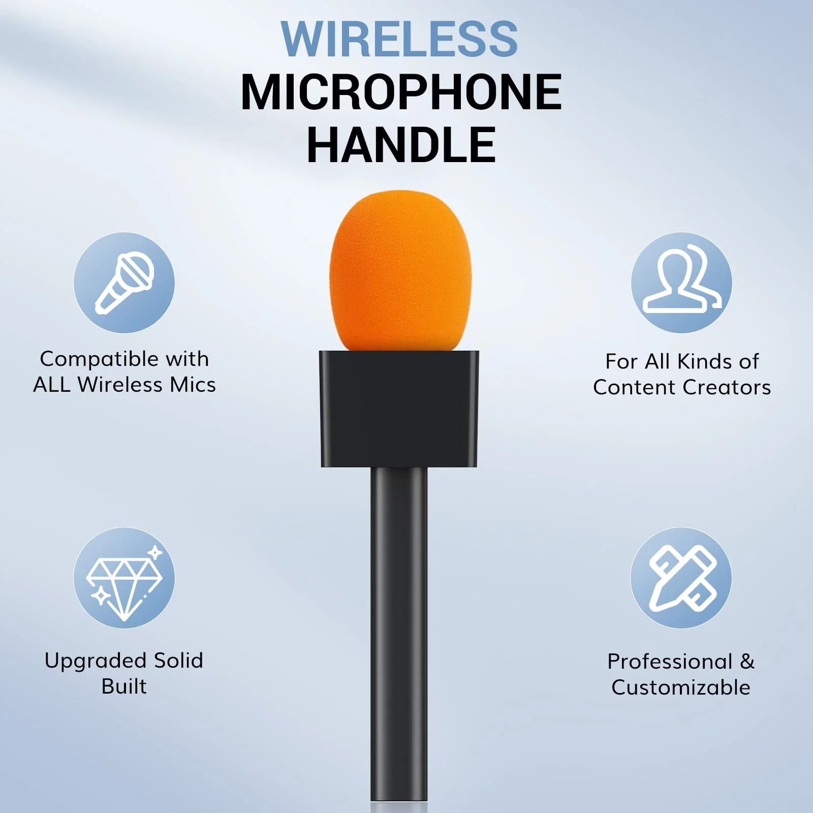 TONOR 2-Pack Handheld Adaptor for Interview Mic, Wireless Microphone Holder for Lavalier, Compatible with Rode, DJI and All Lav Mic, Microfono Solapa Stand with Flag Station, Windproof Foam, TP20 2 Pack - Image 4