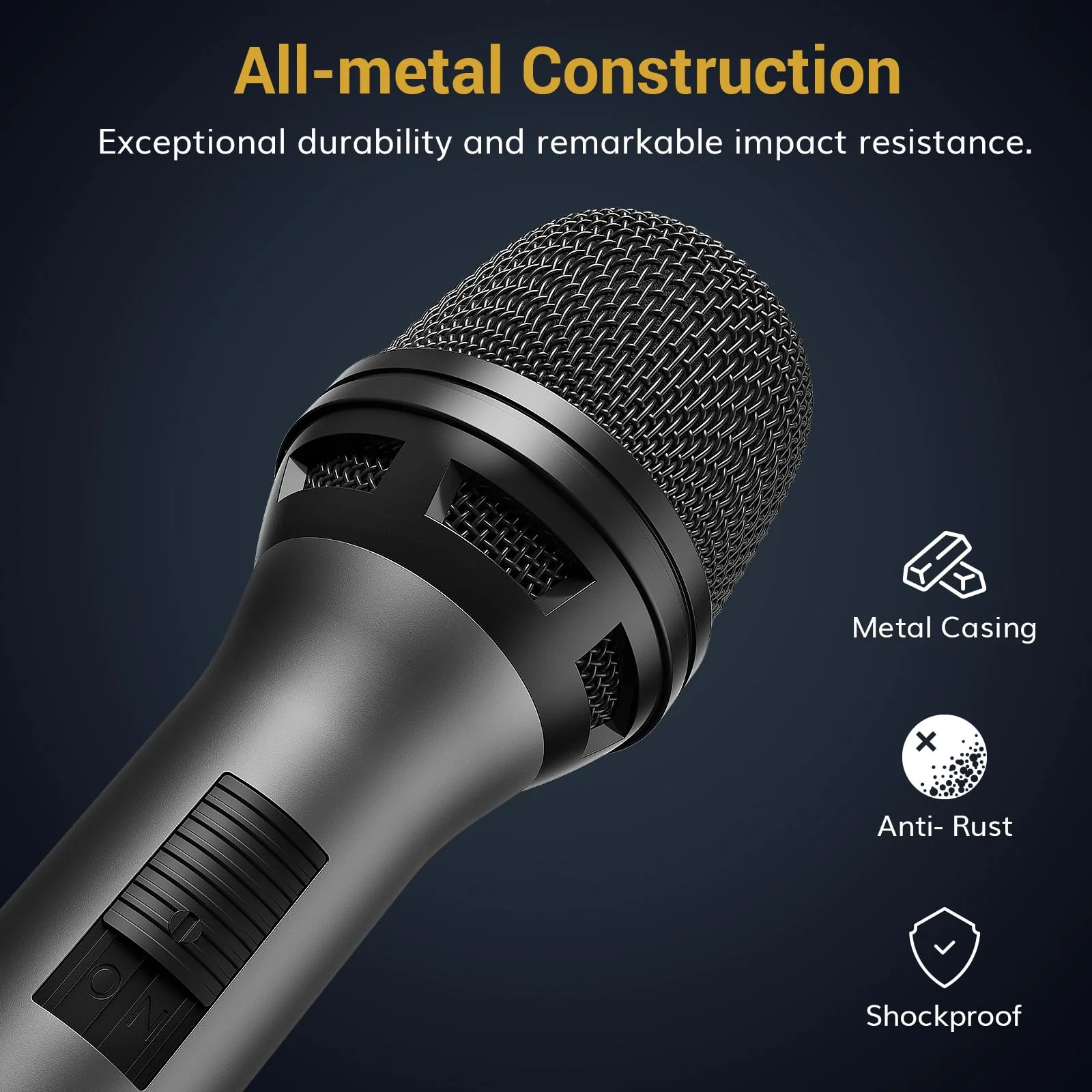 TONOR Professional Vocal Microphone for Singing, Dynamic Handheld Wired Karaoke Mic, Cardioid Studio Microfono with 4.5M XLR to 1/4" Cable, for Speakers/Mixer Machine/Amp/Speech/Karaoke and Outdoors - Image 3