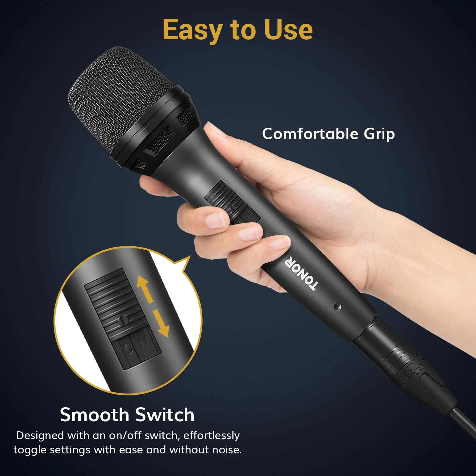 TONOR Professional Vocal Microphone for Singing, Dynamic Handheld Wired Karaoke Mic, Cardioid Studio Microfono with 4.5M XLR to 1/4" Cable, for Speakers/Mixer Machine/Amp/Speech/Karaoke and Outdoors - Image 4