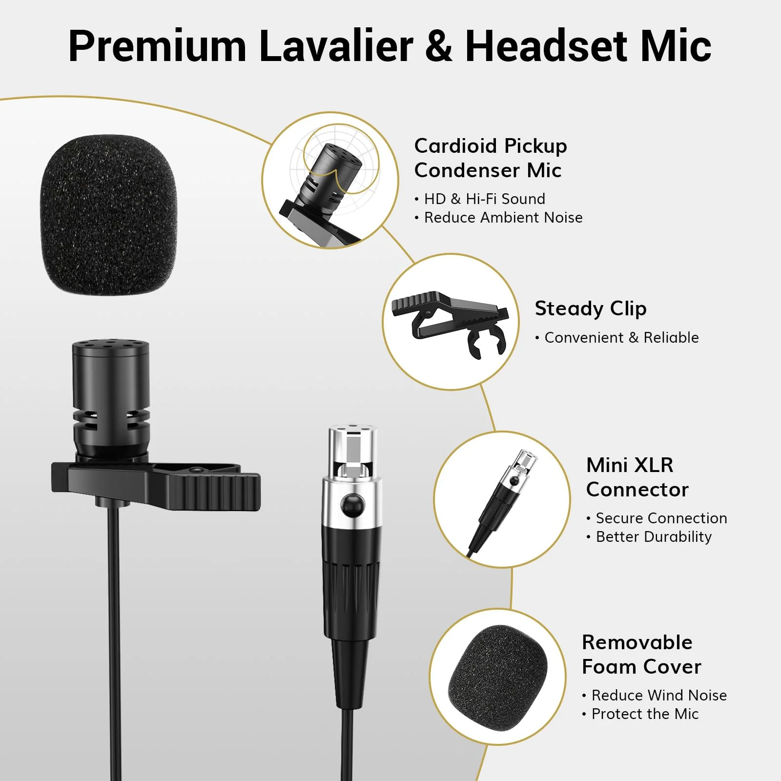 TONOR UHF Wireless Microphone System with Headset Mic/Lavalier Lapel Mic, Bodypack Transmitter, Rechargeable Receiver, 15 Channels 200ft Range 1/4" Output for Recording Live Performance PA Speaker 1 Pack - Image 6