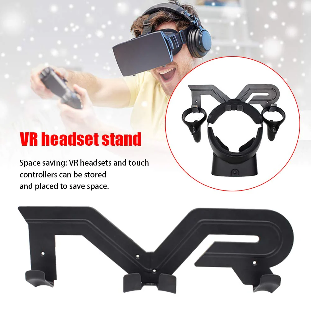 Tookie VR Headset Stand, Wall Mount VR Headset Storage Holder Universal VR Headset Touch Controller Display Bracket for Ocul-us Quest VR/Ocul-us Rift S/Viv e/Playstatio-n VR(Black) Black - Image 5