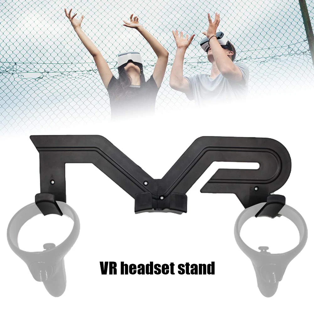 Tookie VR Headset Stand, Wall Mount VR Headset Storage Holder Universal VR Headset Touch Controller Display Bracket for Ocul-us Quest VR/Ocul-us Rift S/Viv e/Playstatio-n VR(Black) Black - Image 6