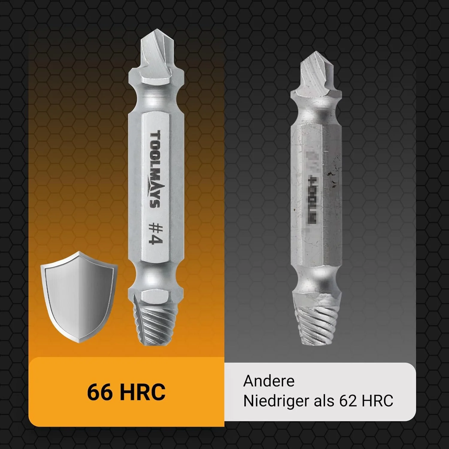 TOOLMAYS Screw Extractor Set, 5 Pieces Left Extractor Set, Max. Hardness up to 66 HRC, Damaged Screw Remover Extractor Set 2-in-1 solution - Image 2