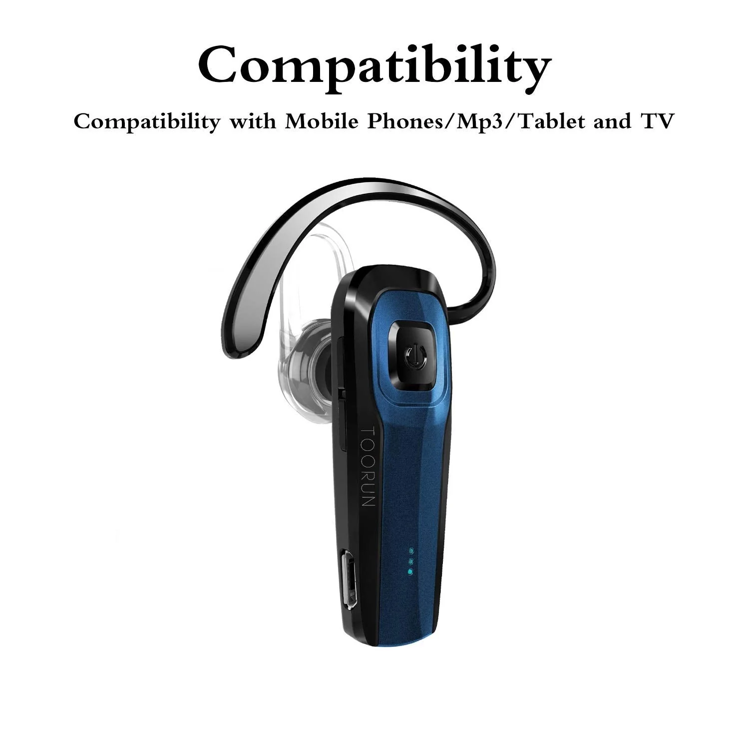 TOORUN M26 Bluetooth Headset V4.1 with Noise Cancelling Mic - Blue - Image 4