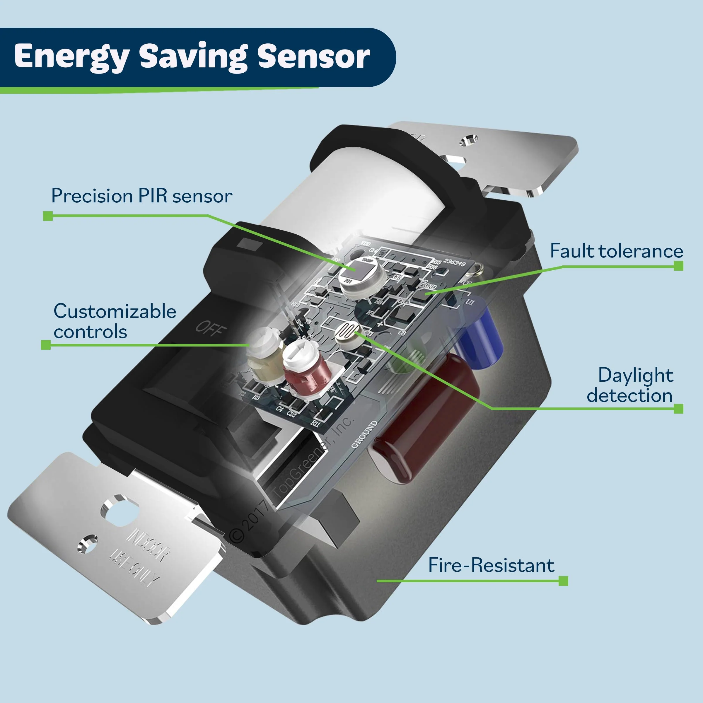 TOPGREENER in Wall PIR Motion Sensor Light Switch, Occupancy Sensor Switch, 𝐍𝐞𝐮𝐭𝐫𝐚𝐥 𝐖𝐢𝐫𝐞 𝐑𝐞𝐪𝐮𝐢𝐫𝐞𝐝, On/Off Override, 𝐒𝐢𝐧𝐠𝐥𝐞 𝐏𝐨𝐥𝐞, 4A, 500W, TSOS5-BKWP,Black,2 Pack Black 2 Pack - Image 4