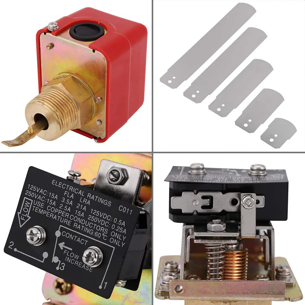 TOPINCN 10 Bar Brass Water Flow Switch Paddle Control Brass Construction Water Flow Restrictor Regulator Npt Thread Connection Red Ac250V - Image 4