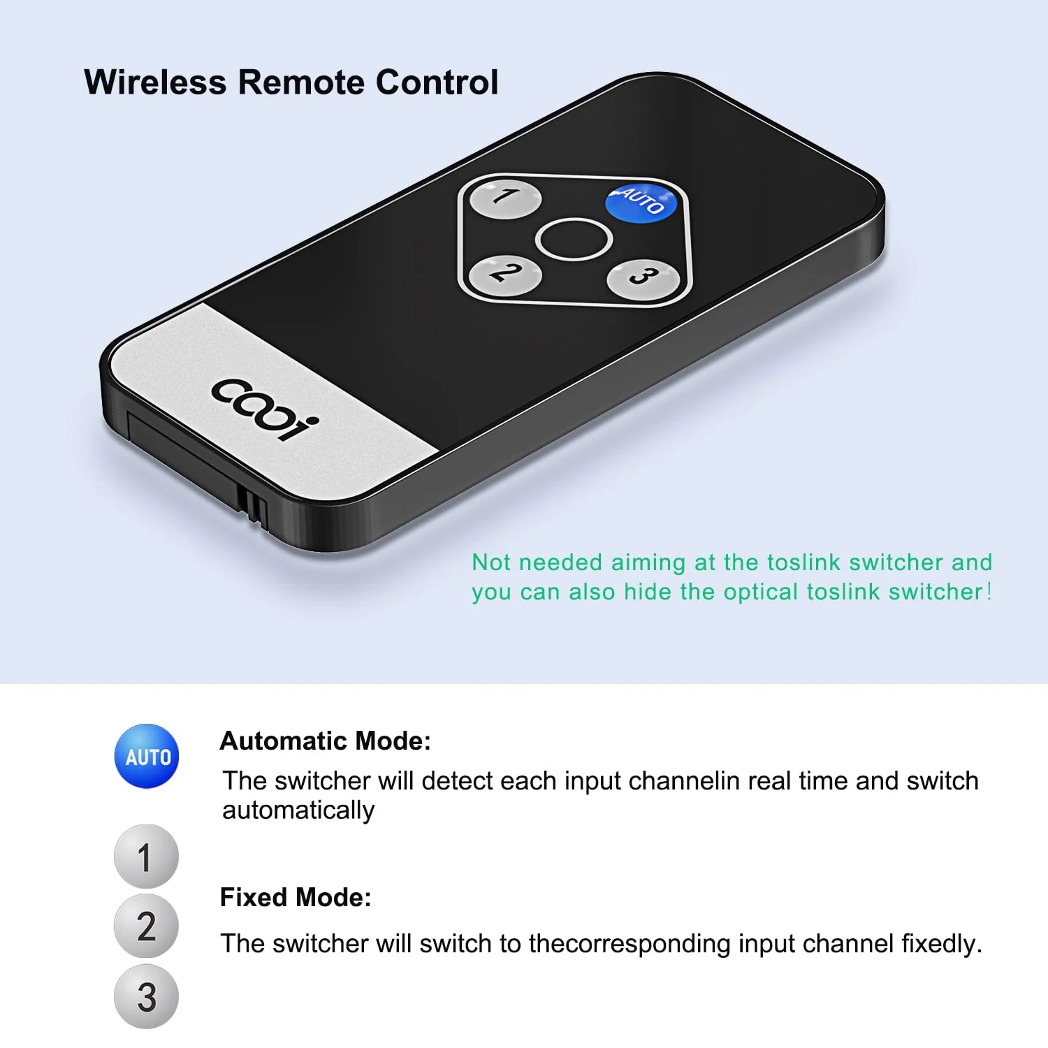 Toslink Automatic Switch Digital Optical Switcher 3 in 1 Out with Remote Control Supports 192k/24Bit PCM2.0 DTS Dolby-AC3 Compatible with HDTV/Xbox/Blu-Ray Player/PS - Image 4