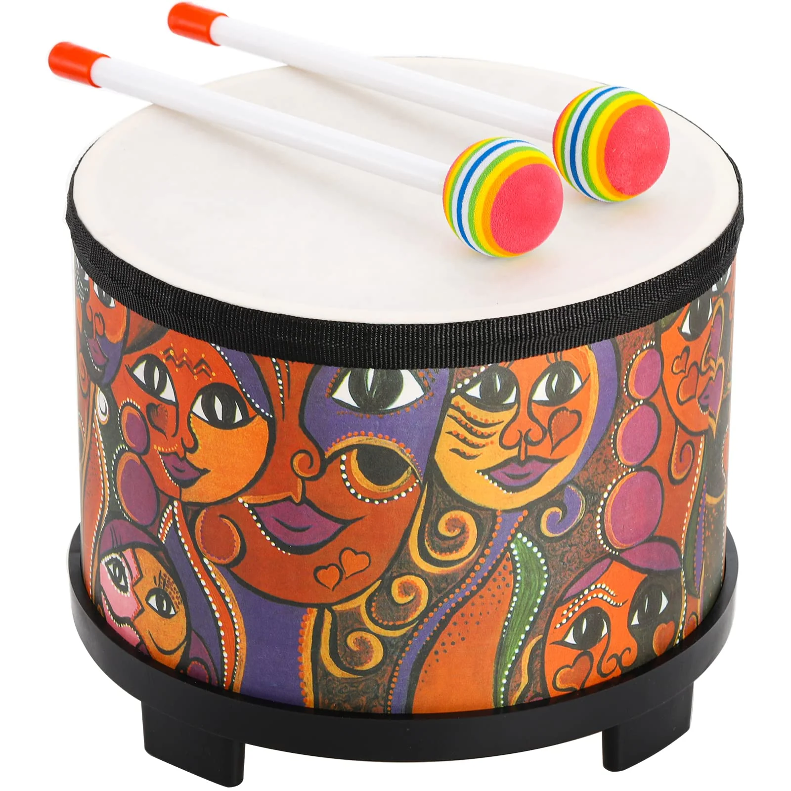 Tosnail 8 Inch Percussion Drum with Storage Bag and Mallets, Musical Instrument for Christmas Birthday Gift - Face Pattern - Image 3