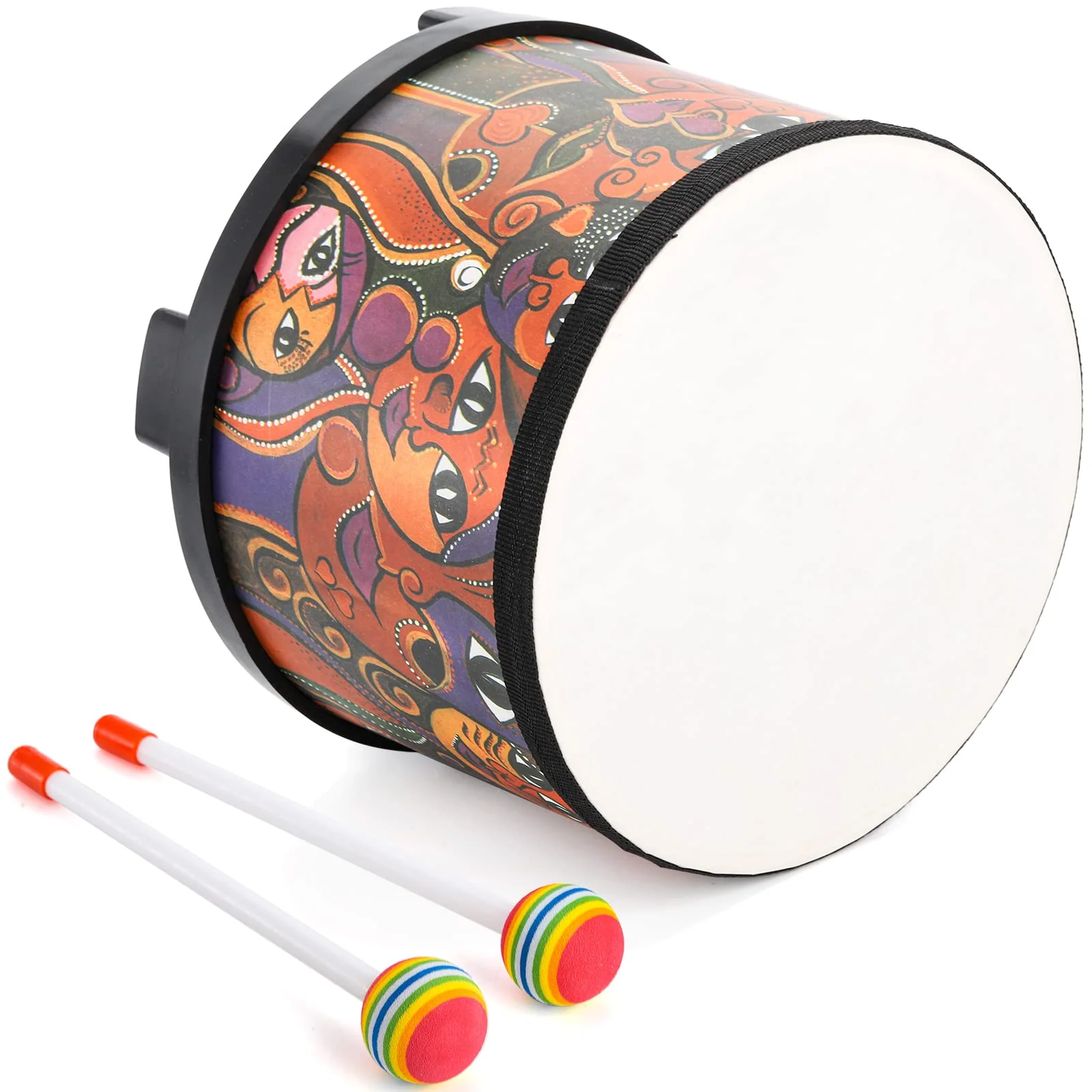 Tosnail 8 Inch Percussion Drum with Storage Bag and Mallets, Musical Instrument for Christmas Birthday Gift - Face Pattern - Image 5