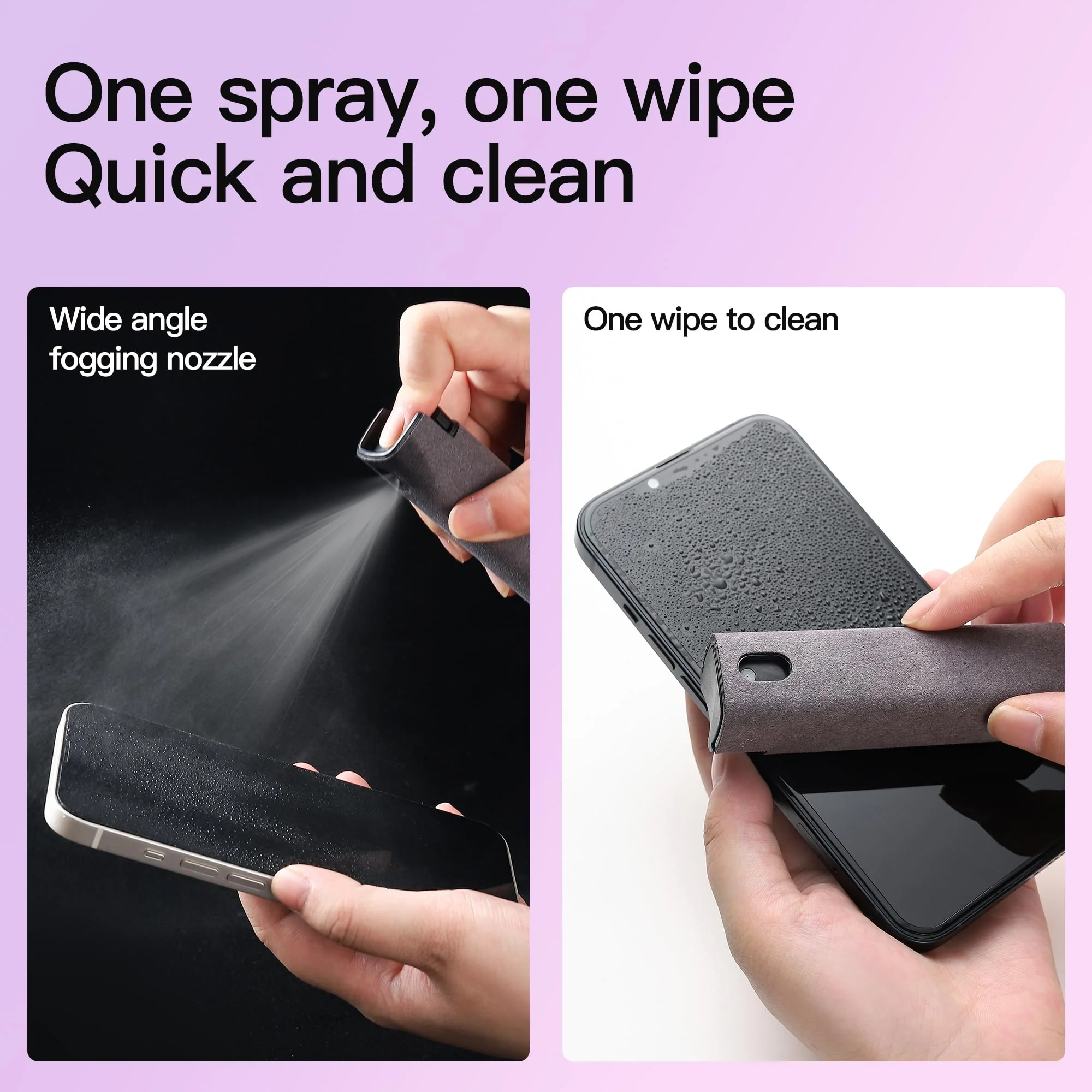 Touchscreen Screen Cleaner Kit 2 Pcs, Phone, Tablet and Car Screen Cleaner, Two in One Spray and Microfiber Cloth(2 Pack Pink) 2 Pcs Pink - Image 3