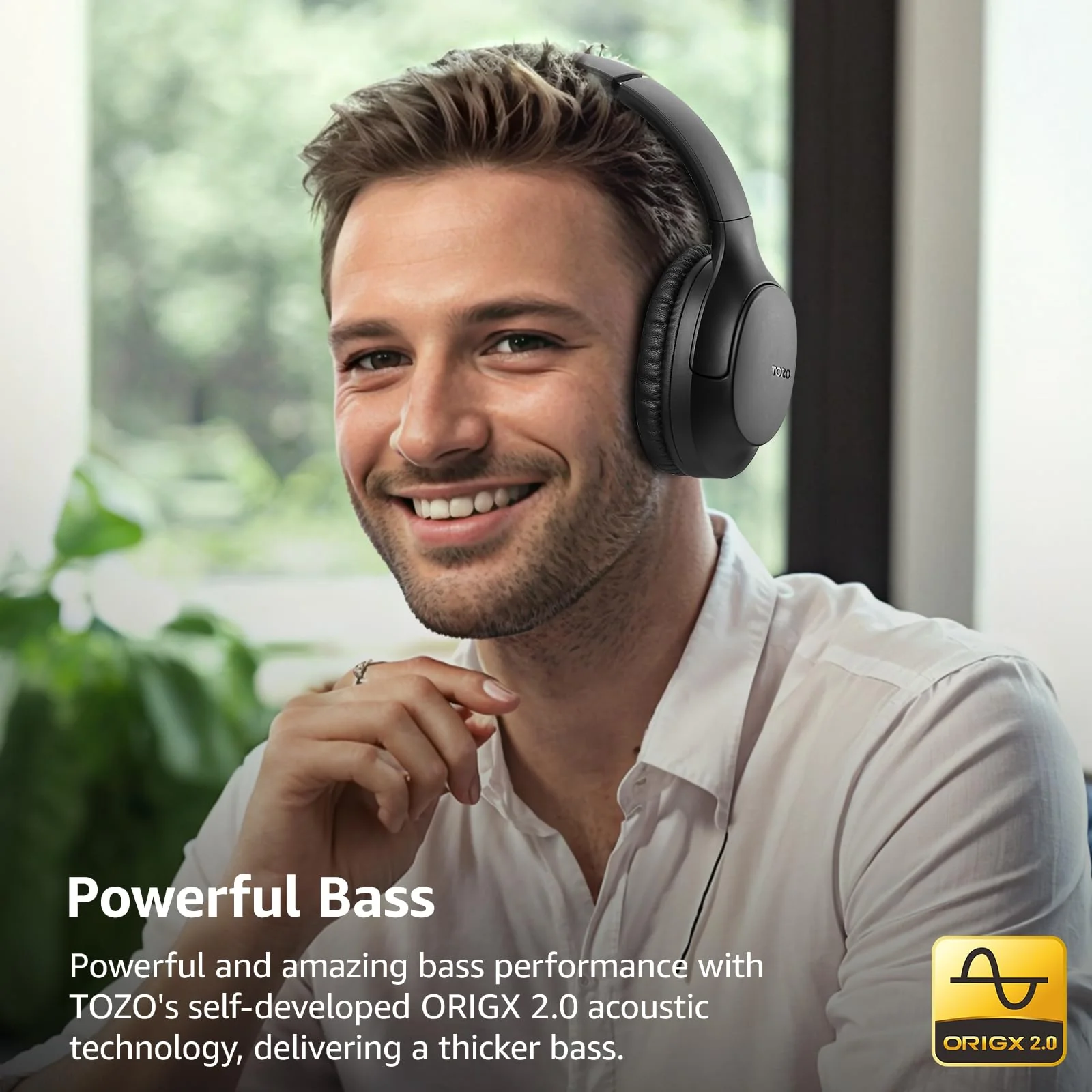 TOZO Bluetooth 5.4 Over Ear Headphones, ENC Call Noise Cancelling Mic, Foldable Wireless Headset, 70H Playback, Deep Bass Stereo Sound, Customizable EQ via Button & App, for Travel and Home, Upgraded Black - Image 2