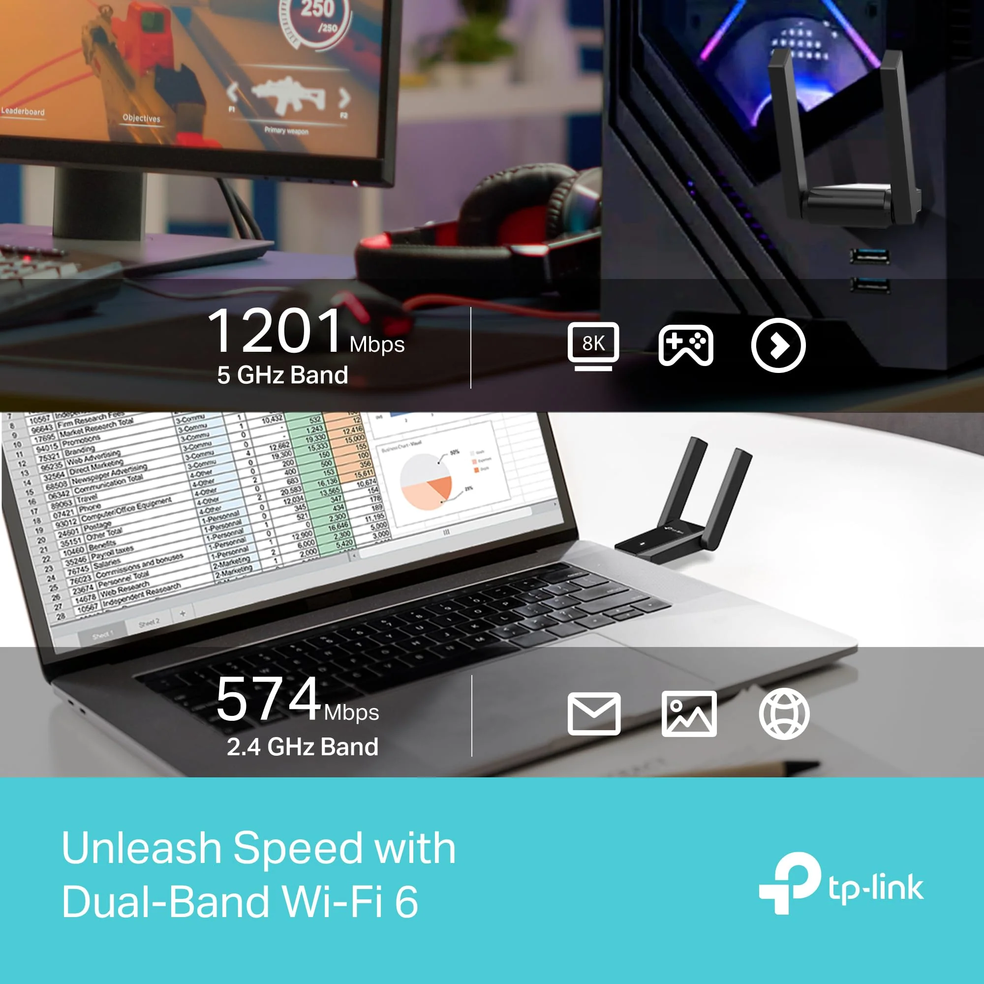 TP-Link USB 3.0 WiFi Adapter for Desktop PC (Archer TX30U Plus)-AX1800 WiFi 6 Dual-Band Plug and Play Wireless Network Adapter with 2.4GHz, 5GHz, 2×High Gain Antenna, WPA3, Supports Windows 11/10 AX1800, WiFi 6 - Image 4