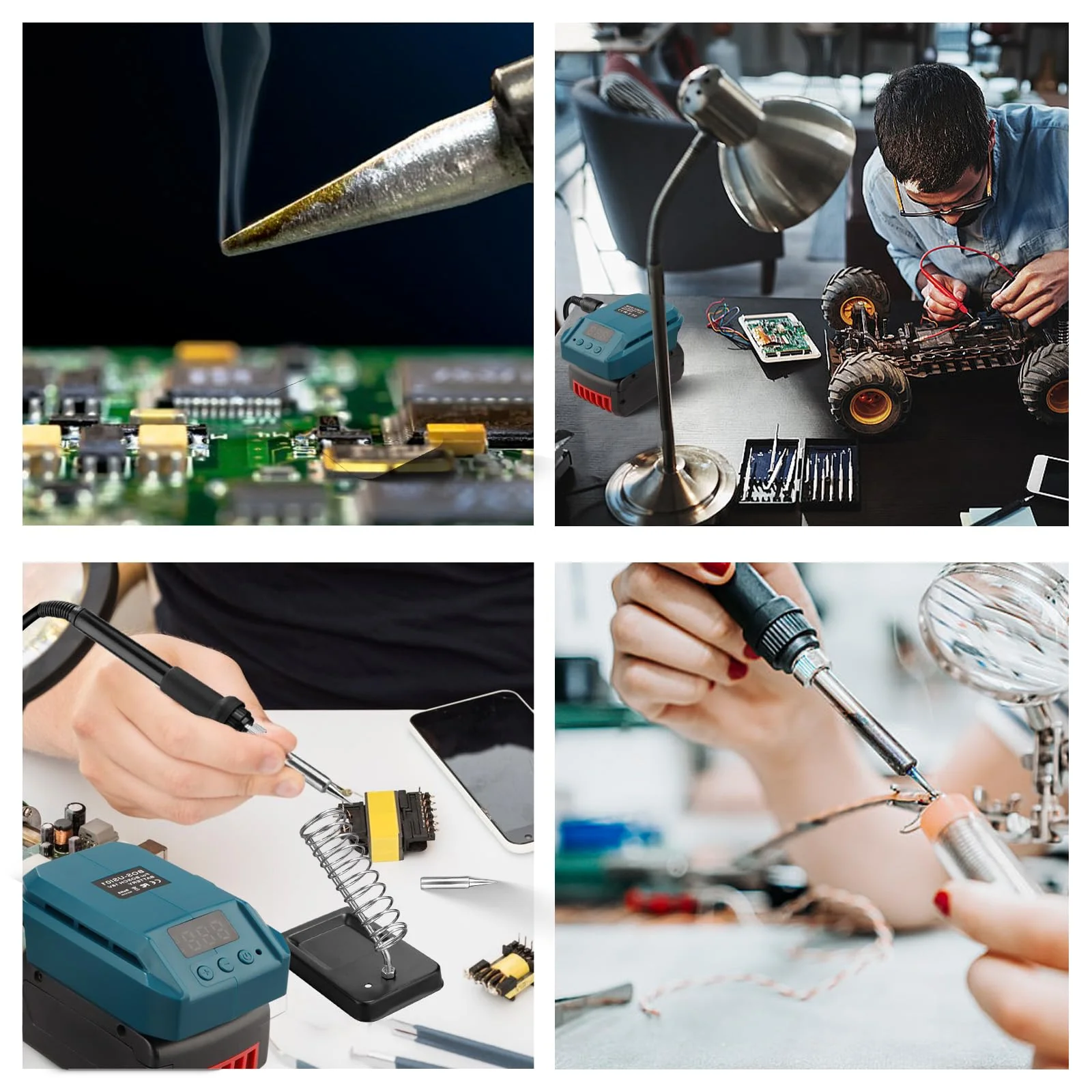 TPDL Battery Soldering Iron for Bosch Professional 18 V System GBA Battery, 60 W Cordless Soldering Iron Adjustable Temperature 51-480 °C with On/Off Switch, 25 g Soldering Wire, Soldering Iron Stand For Bosch Pro BAT battery - Image 2