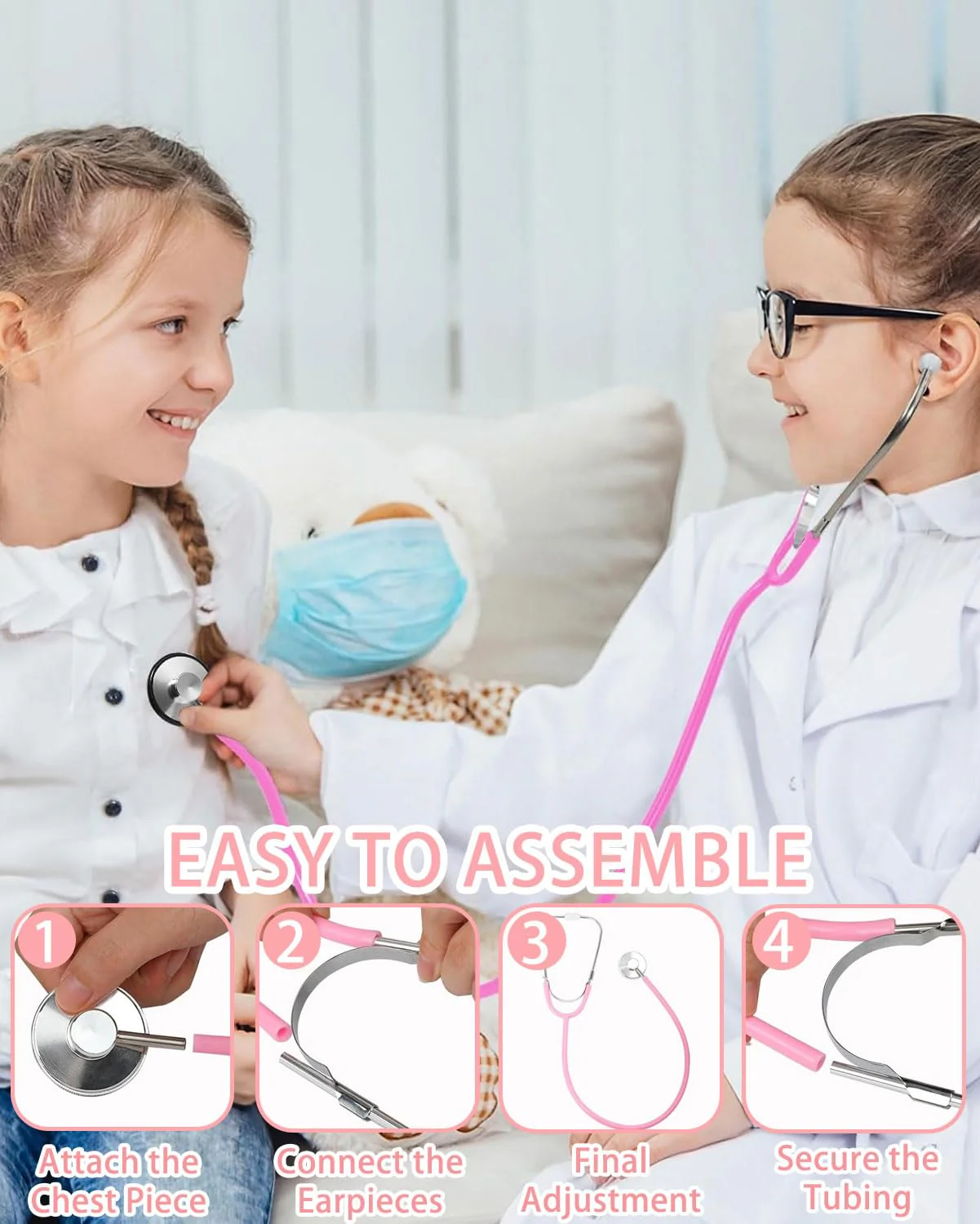 TPZORJX 1 x Toy Stethoscope, Metal Stethoscope, Children, Stethoscope, Children's Stethoscope, Analogue Stethoscope, Metal Stethoscope, Children's Toy Stethoscope, Functional Stethoscope Toy - Image 5