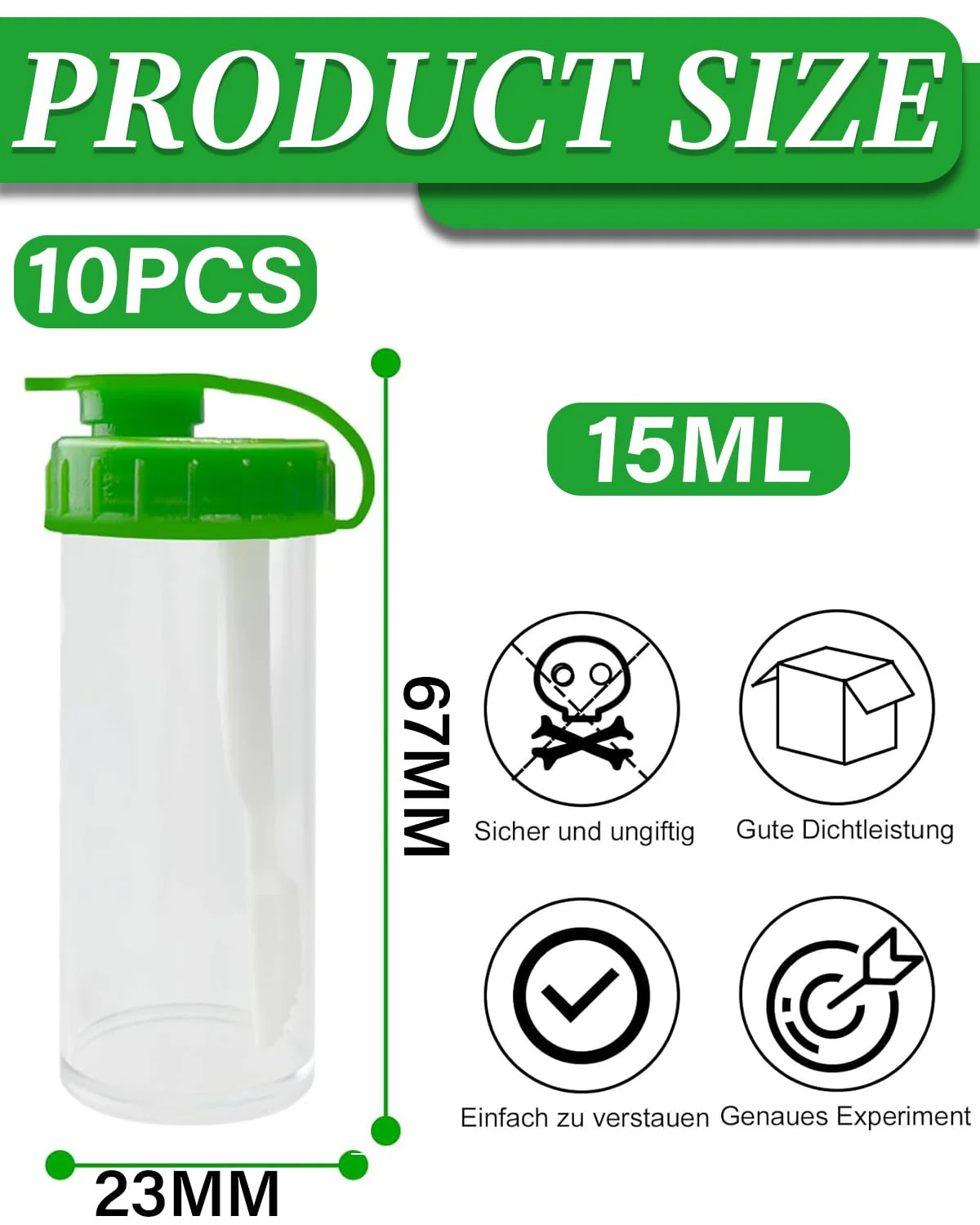 TPZORJX 10 pieces chair sample tubes, 15 ml stool sample tubes, cats and dogs waste tubes with spoon, testing for fecal tubes, examination tube for pets for testing - Image 2