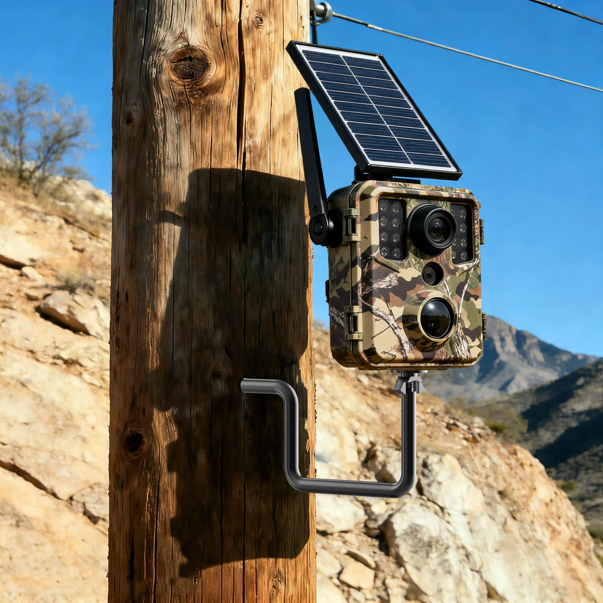 Trail Camera Mount, 4 Packs Trail Cam Mounts, Tree Hunting Accessory, 360° Rotatable Game Camera Holder with 1/4"-20 Screw, Heavy Duty Trail Cam Mount for Hunting Cameras/Action Cameras/Solar Panels - Image 5