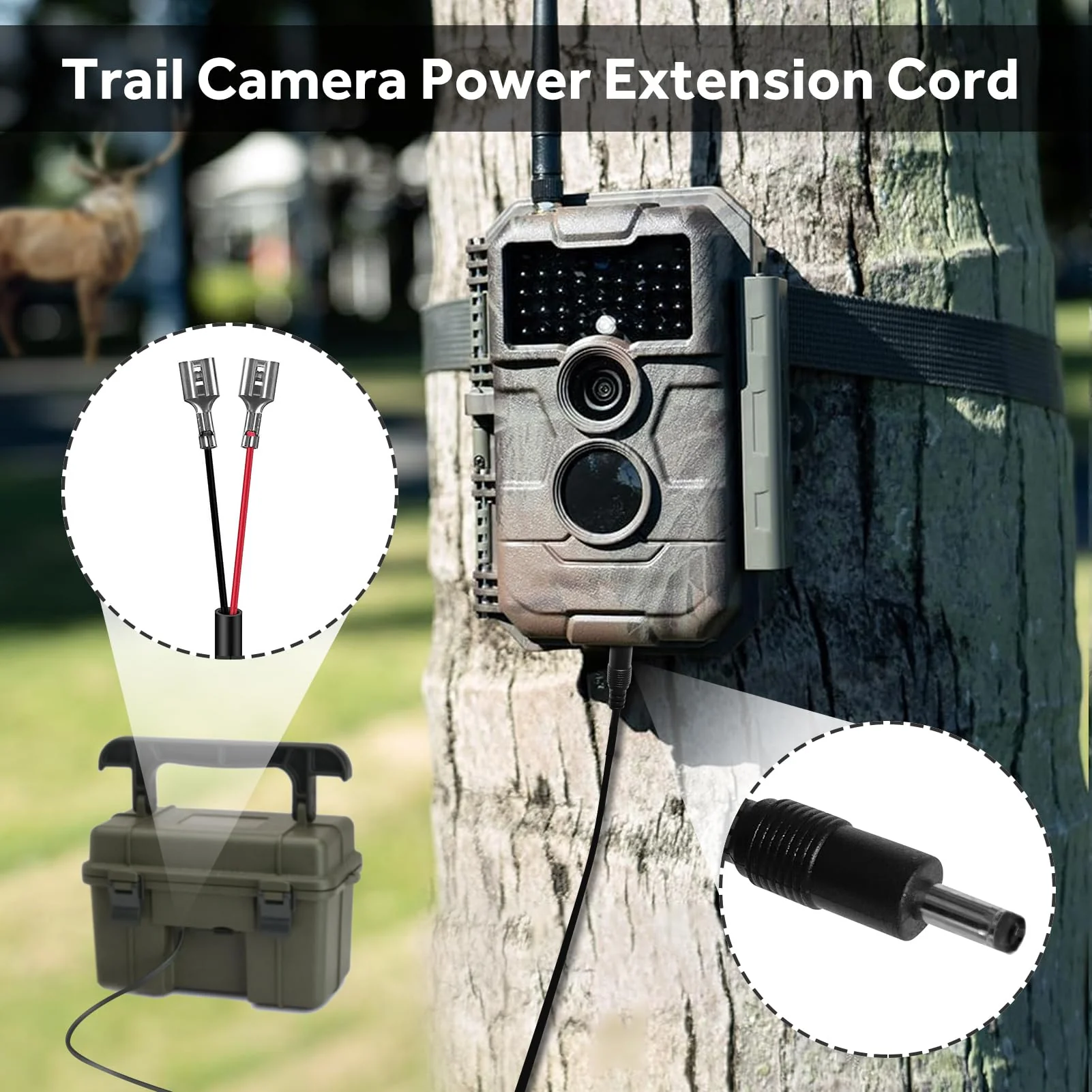 Trail Camera Power Cable, 5.5x2.1mm DC, Compatible with Stealth Cam, Spypoint, Moultrie, Browning, Wildgame Innovations, Muddy, Black Gate, Covert WC20, etc., 79"(2PC) 2-pack - Image 4