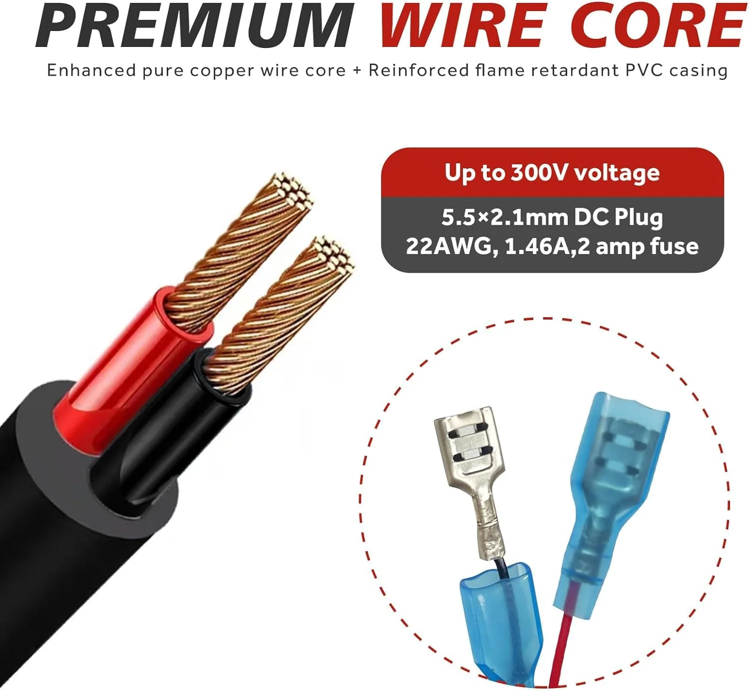 Trail Camera Power Cable, 5.5x2.1mm DC, Compatible with Stealth Cam, Spypoint, Moultrie, Browning, Wildgame Innovations, Muddy, Black Gate, Covert WC20, etc., 79"(2PC) 2-pack - Image 5