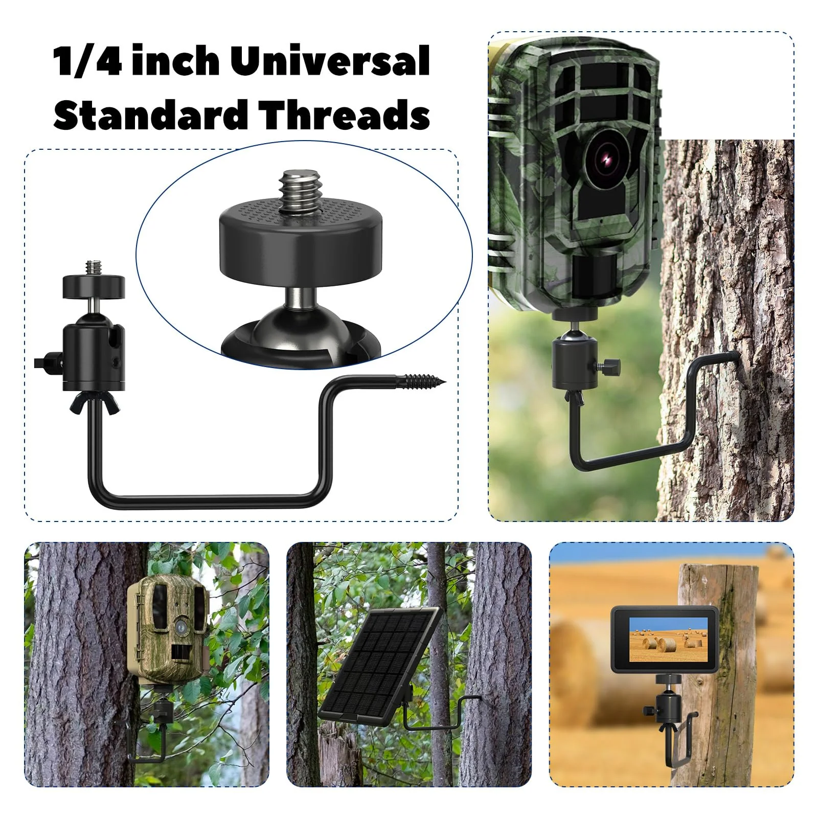 Trail Camera Tree Mount: 360 Degrees Adjustable Game Camera Mount with 1/4 inch Screw, Easy Installation & Compact Sturdy, 3 Pack 3 packs - Image 3