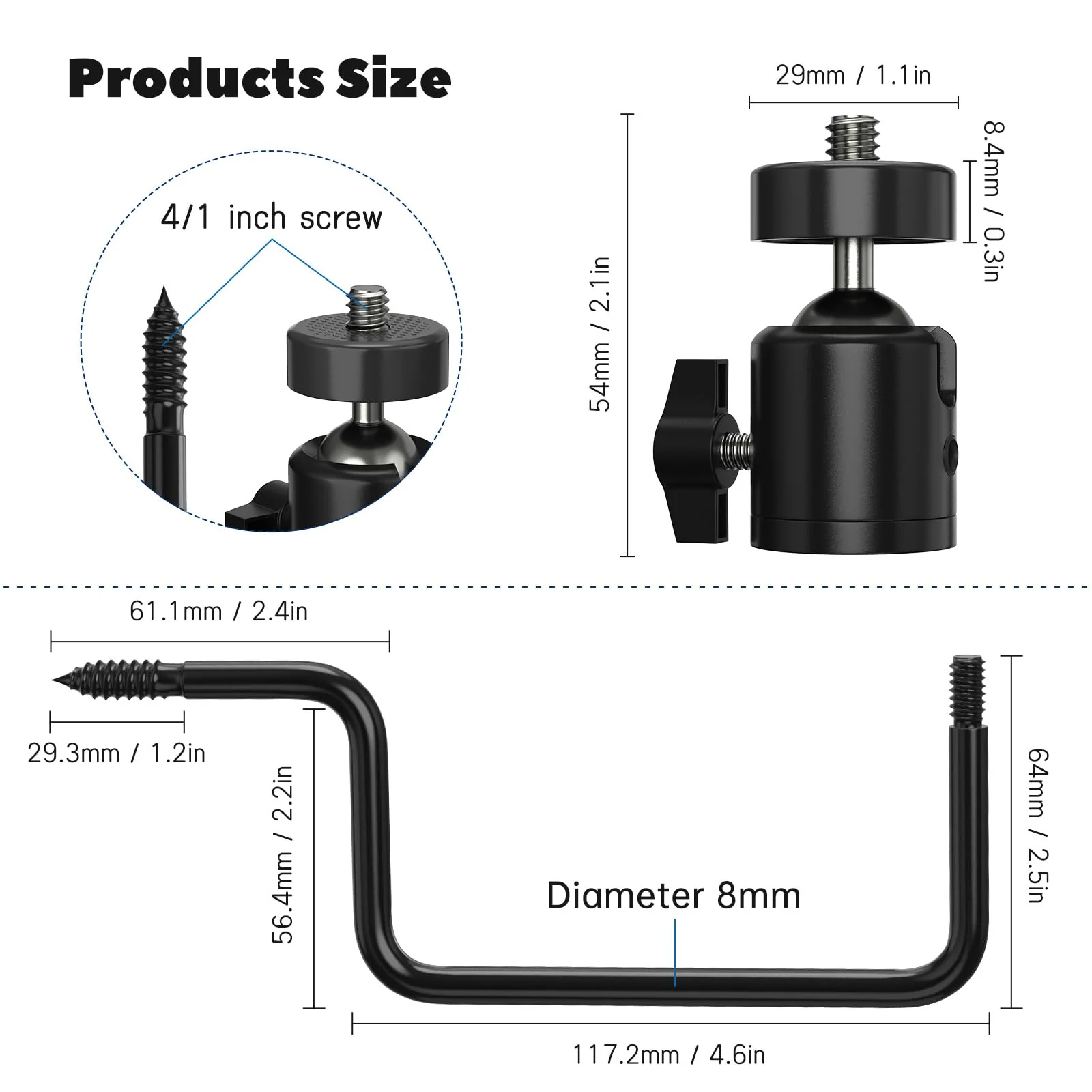 Trail Camera Tree Mount: 360 Degrees Adjustable Game Camera Mount with 1/4 inch Screw, Easy Installation & Compact Sturdy, 3 Pack 3 packs - Image 5