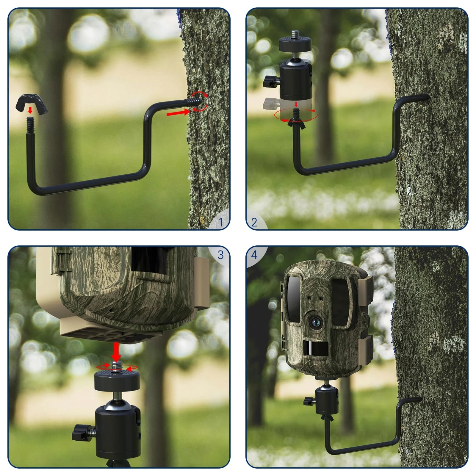 Trail Camera Tree Mount: 360 Degrees Adjustable Game Camera Mount with 1/4 inch Screw, Easy Installation & Compact Sturdy, 3 Pack 3 packs - Image 6