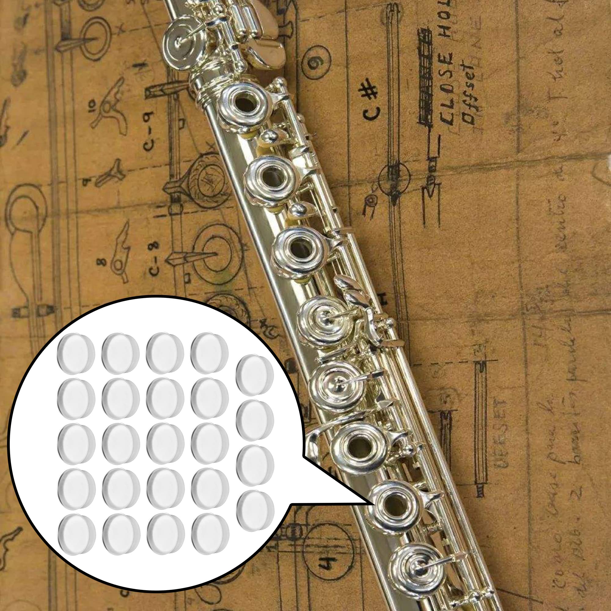 Translucent 7.5x2.5mm Flute Plugs Open Silicone Silicone Hole Plug Flute Repair Accessories Pack of 24 - Image 2