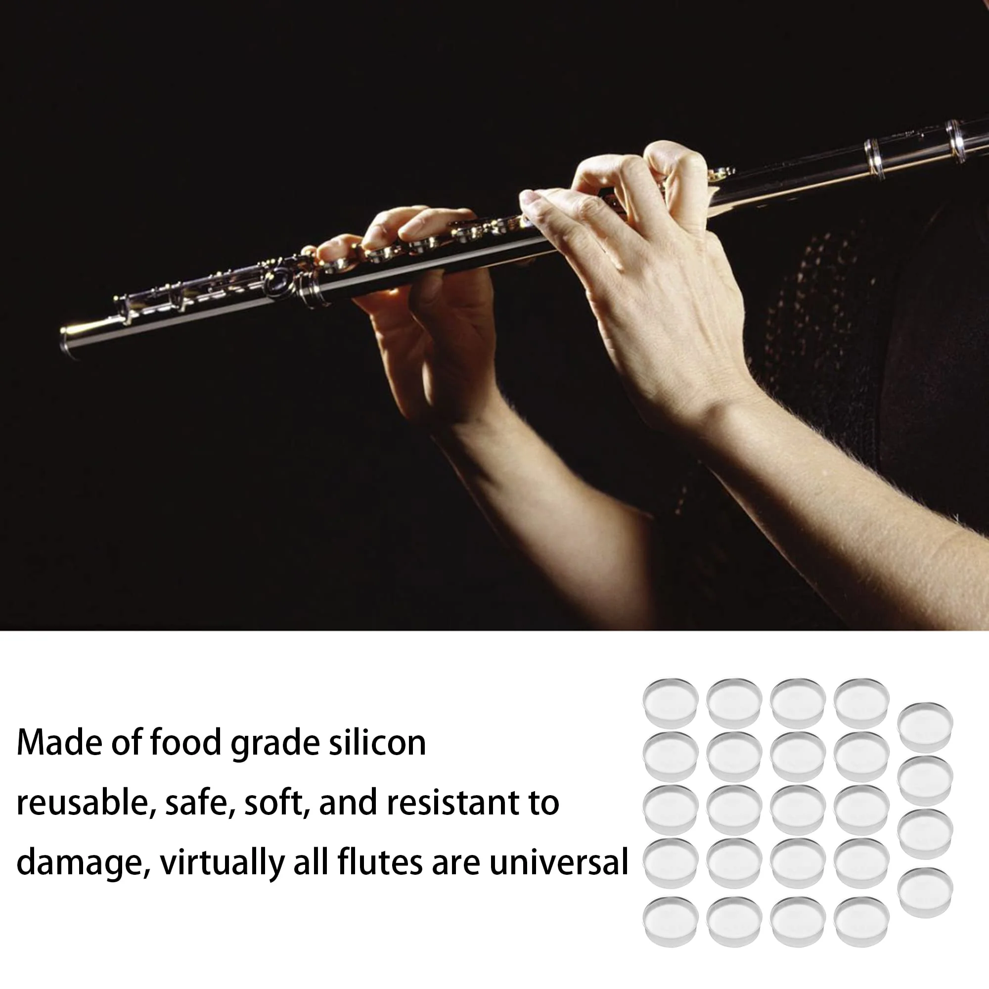 Translucent 7.5x2.5mm Flute Plugs Open Silicone Silicone Hole Plug Flute Repair Accessories Pack of 24 - Image 3