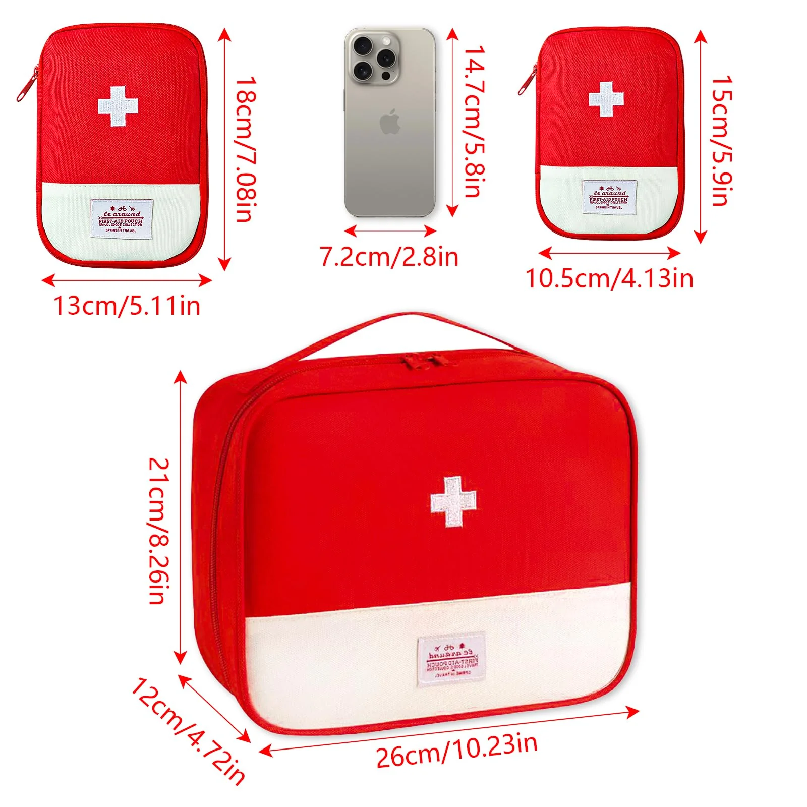 Travel Pharmacy Bag Empty Pack of 3 Medicine Bag Travel Holiday Medicine Bag Small and Large Bag Medicine Storage Travel Pharmacy Bag First Aid Bag Empty - Image 2