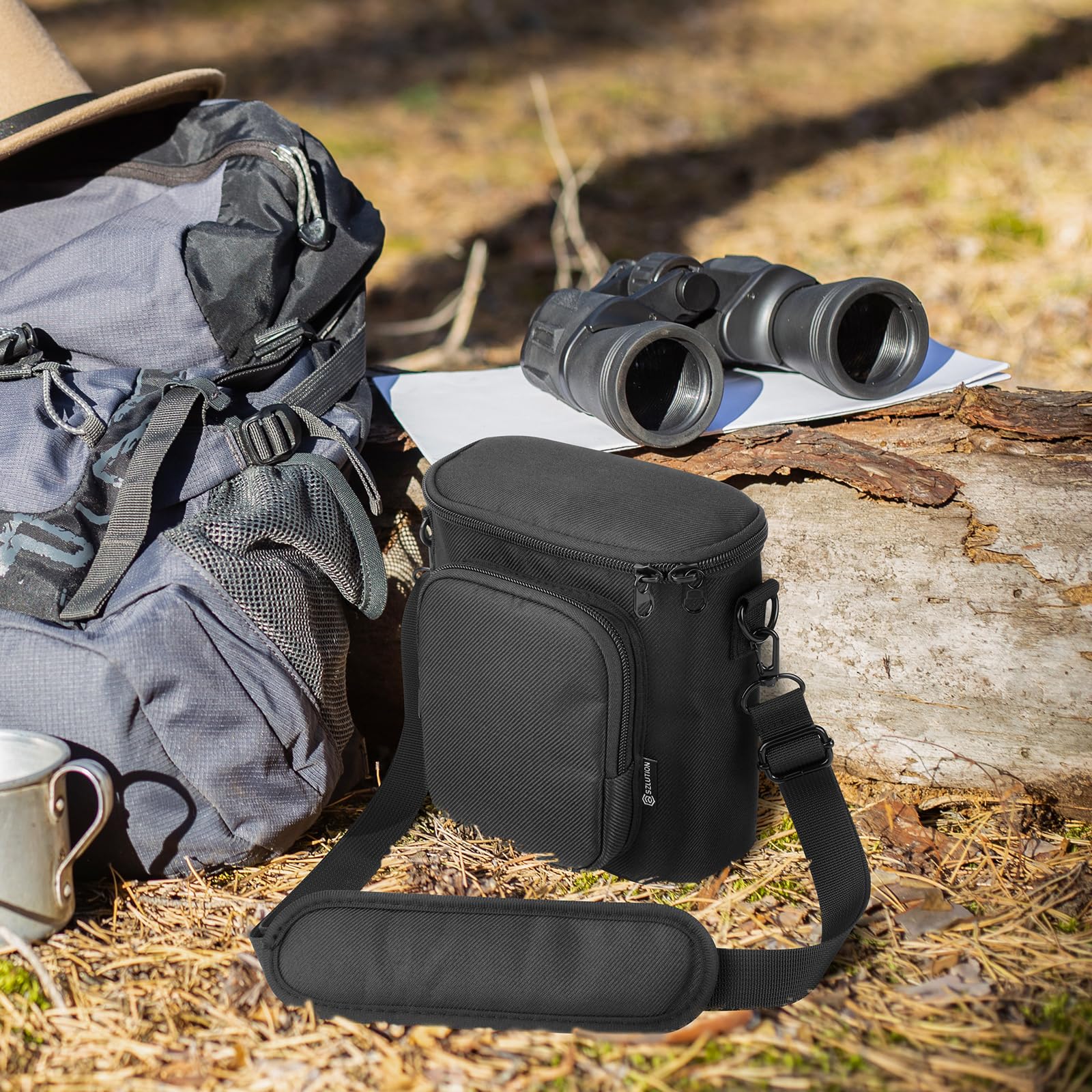 Travel Protective Case for NIKON Monarch M5 M7 8x42 Binocular, Durable Fabric Storage Bag with Shoulder Strap Compatible with Nikon PROSTAFF P3 8x42 10x42 Binocular, Black (Case Only) - Image 7