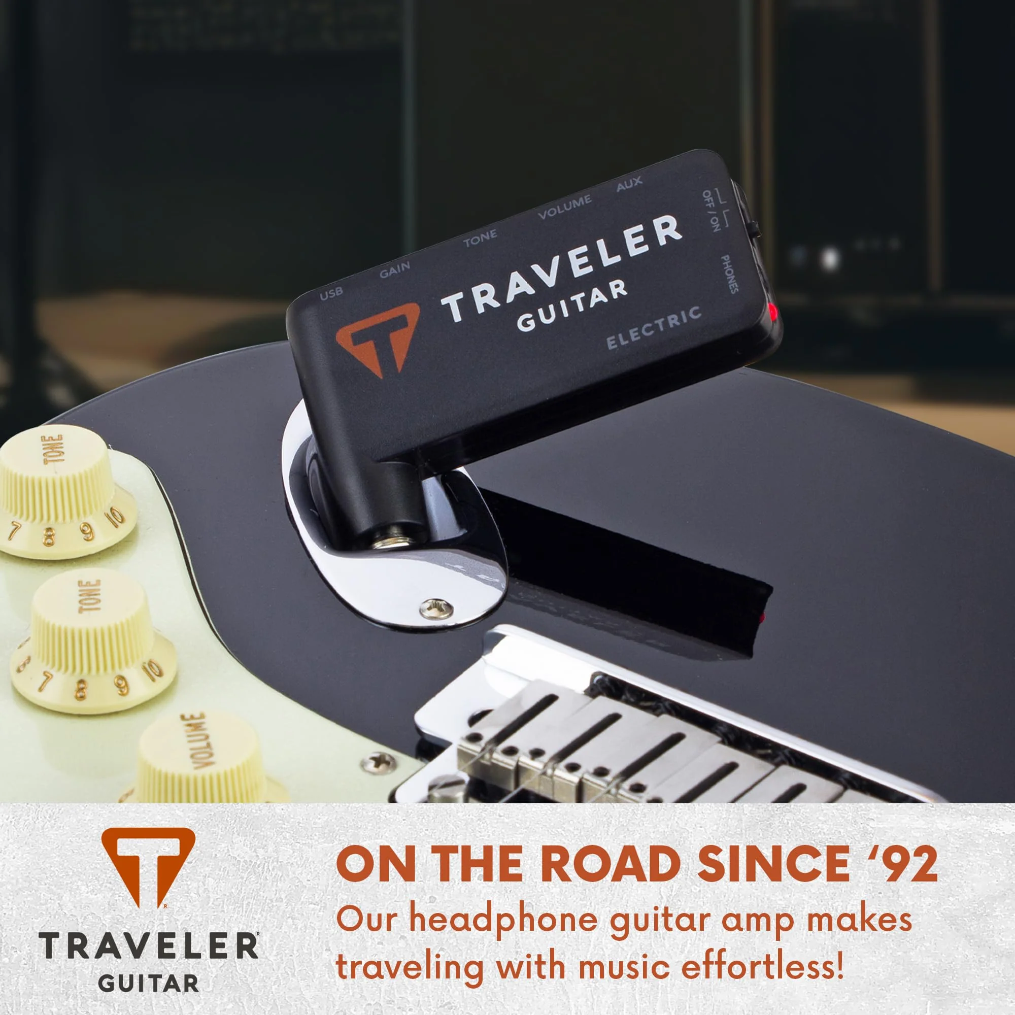 Traveler Guitar TGA-1E Electric Guitar Headphone Amplifier | Guitar Headphone Amp with 1/8" Headphone Jack and 1/8" Aux-in for Backing Tracks | Portable Guitar Amp with Gain, Tone and Volume Controls - Image 6