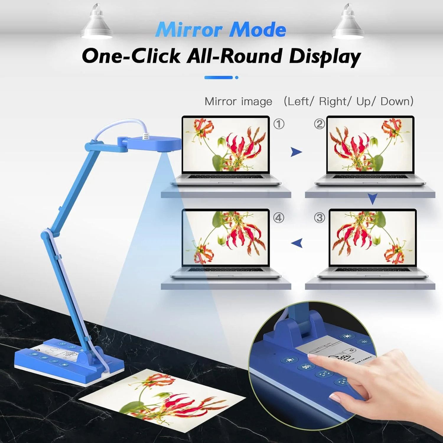TreasLin USB Document Camera 10MP for Teachers, Overhead Camera Remote Learning, Classroom Presentations, Art Classes Online Teaching with Multi Angle Rotation Adjustment LED Light - Image 6
