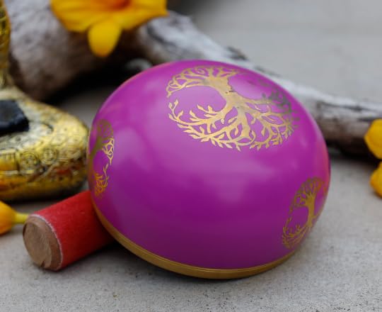 Tree Of Life Singing Bowl Complete Set ~ For Meditation, Yoga, Spiritual Healing and Mindfulness (Pink) Pink - Image 3