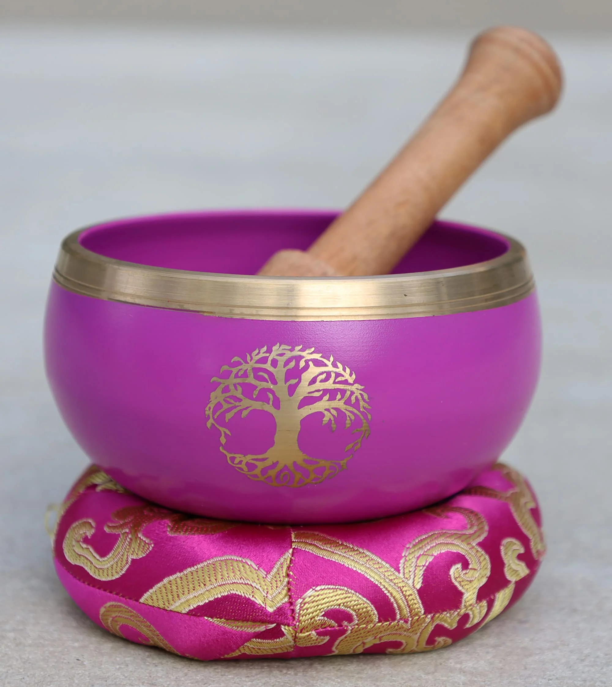 Tree Of Life Singing Bowl Complete Set ~ For Meditation, Yoga, Spiritual Healing and Mindfulness (Pink) Pink - Image 4