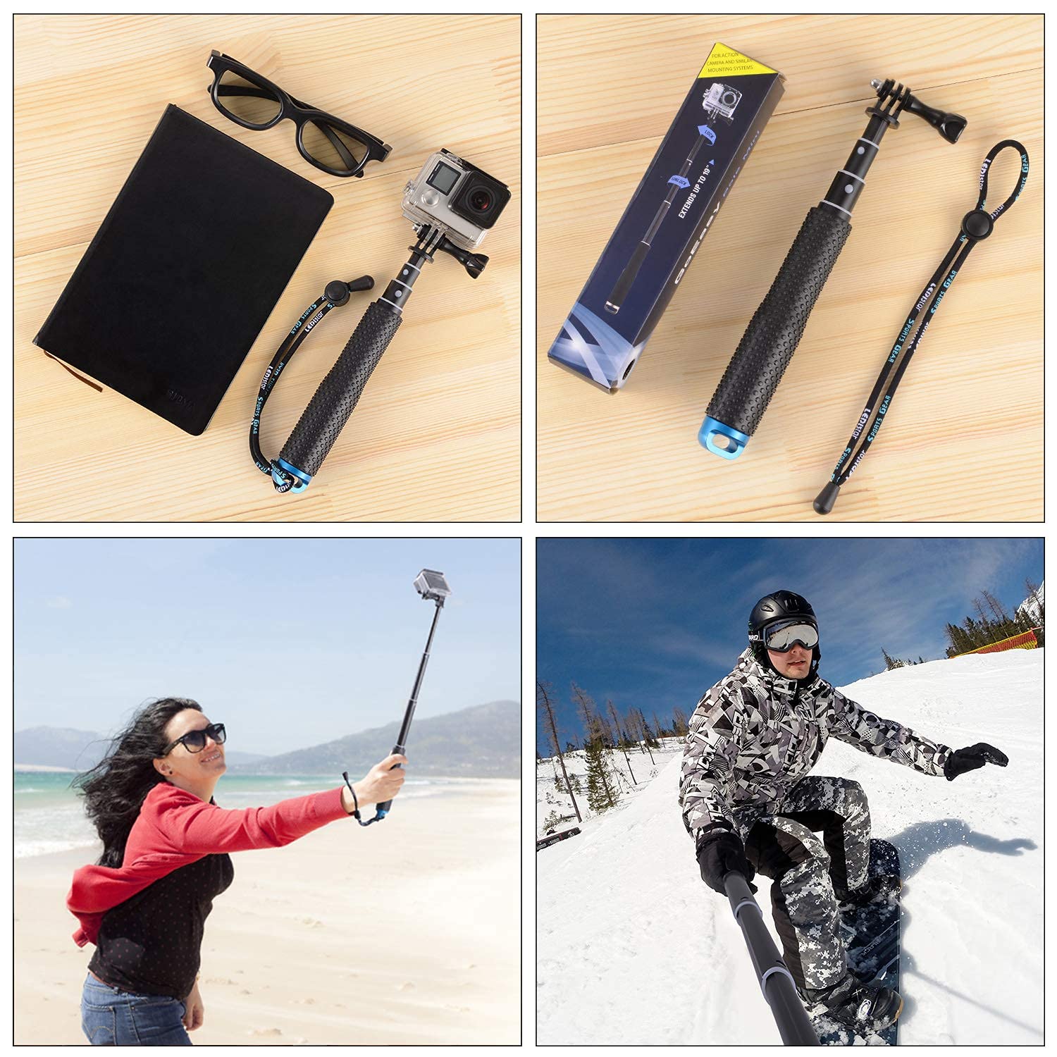 Trehapuva Selfie Stick, 19” Waterproof Extension Hand Grip Adjustable Monopod Pole Compatible with GoPro Hero(2018) Hero 10 9 8 7 6 5 4 3+ 3 Session, AKASO, Xiaomi Yi,SJCAM SJ4000 SJ5000 SJ6000 More - Image 6