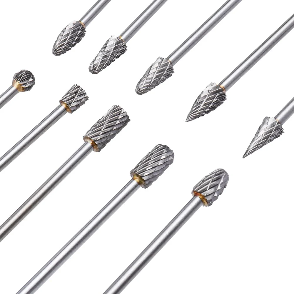 Treki 10 Pieces 100 mm Long Carbide Burrs with 3 mm Shank Tungsten Carbide Milling Cutter Attachment for Cordless Screwdriver, Long Carbide Cutter Metal Cutter Wood Carving Drill Bit Set for - Image 2