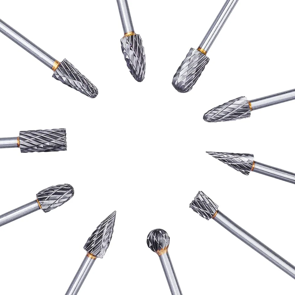 Treki 10 Pieces 100 mm Long Carbide Burrs with 3 mm Shank Tungsten Carbide Milling Cutter Attachment for Cordless Screwdriver, Long Carbide Cutter Metal Cutter Wood Carving Drill Bit Set for - Image 3