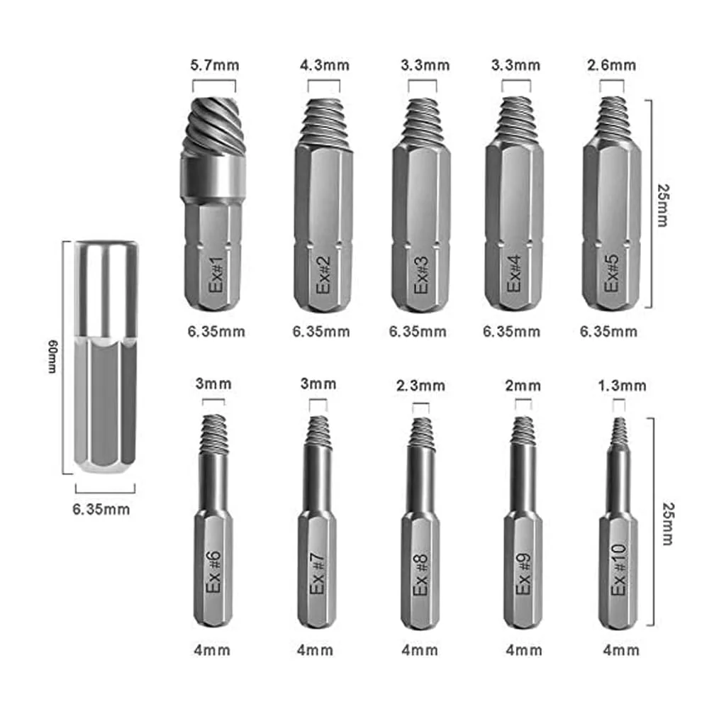 Treki 22 Pieces Damaged Screw Extractor Professional Left Extractor, HSS Broken Screw Remover Extractor Kit with 6.35 mm Bit Holder, Screw Remover for Remover, Stripped 2-12 mm Screws - Image 3