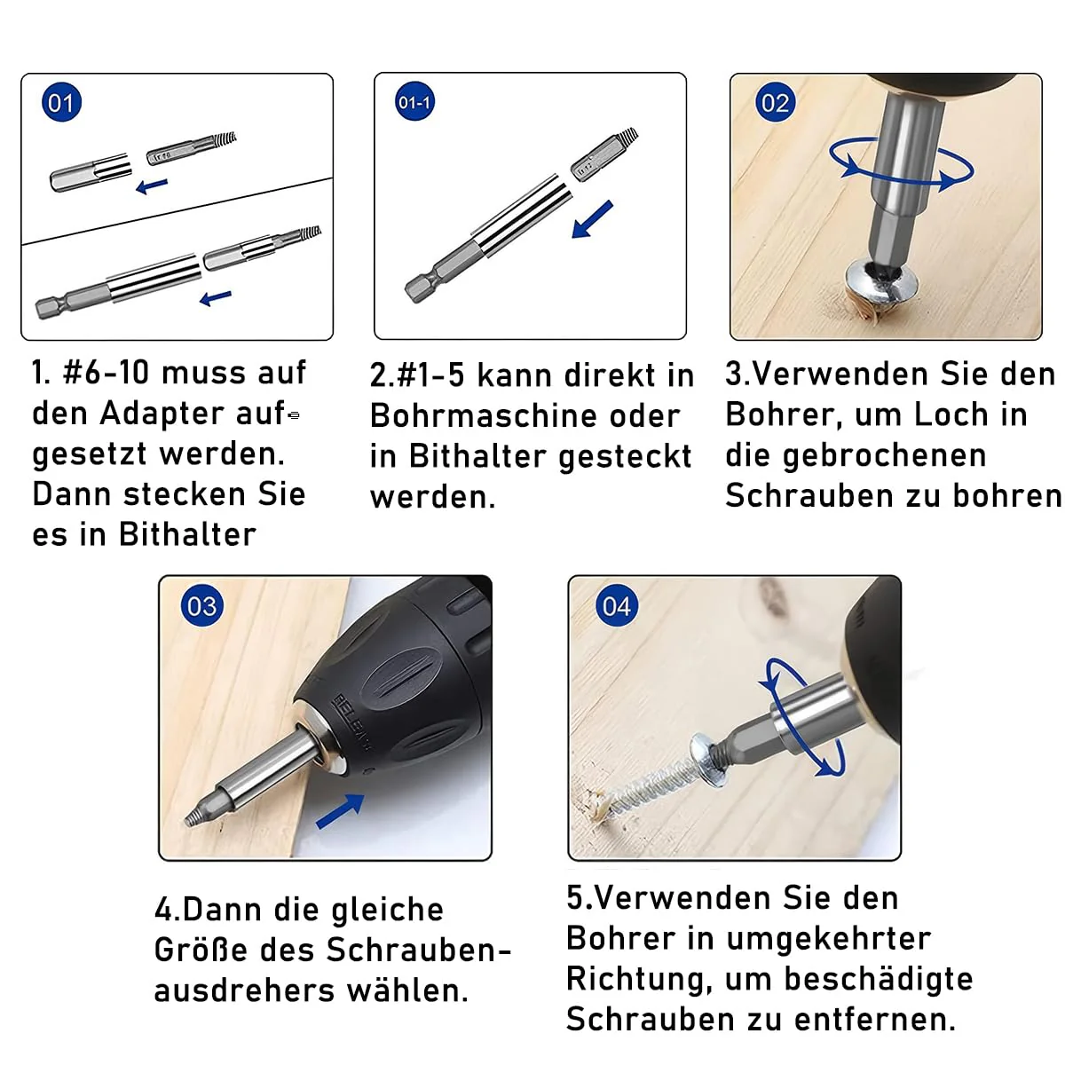 Treki 22 Pieces Damaged Screw Extractor Professional Left Extractor, HSS Broken Screw Remover Extractor Kit with 6.35 mm Bit Holder, Screw Remover for Remover, Stripped 2-12 mm Screws - Image 4