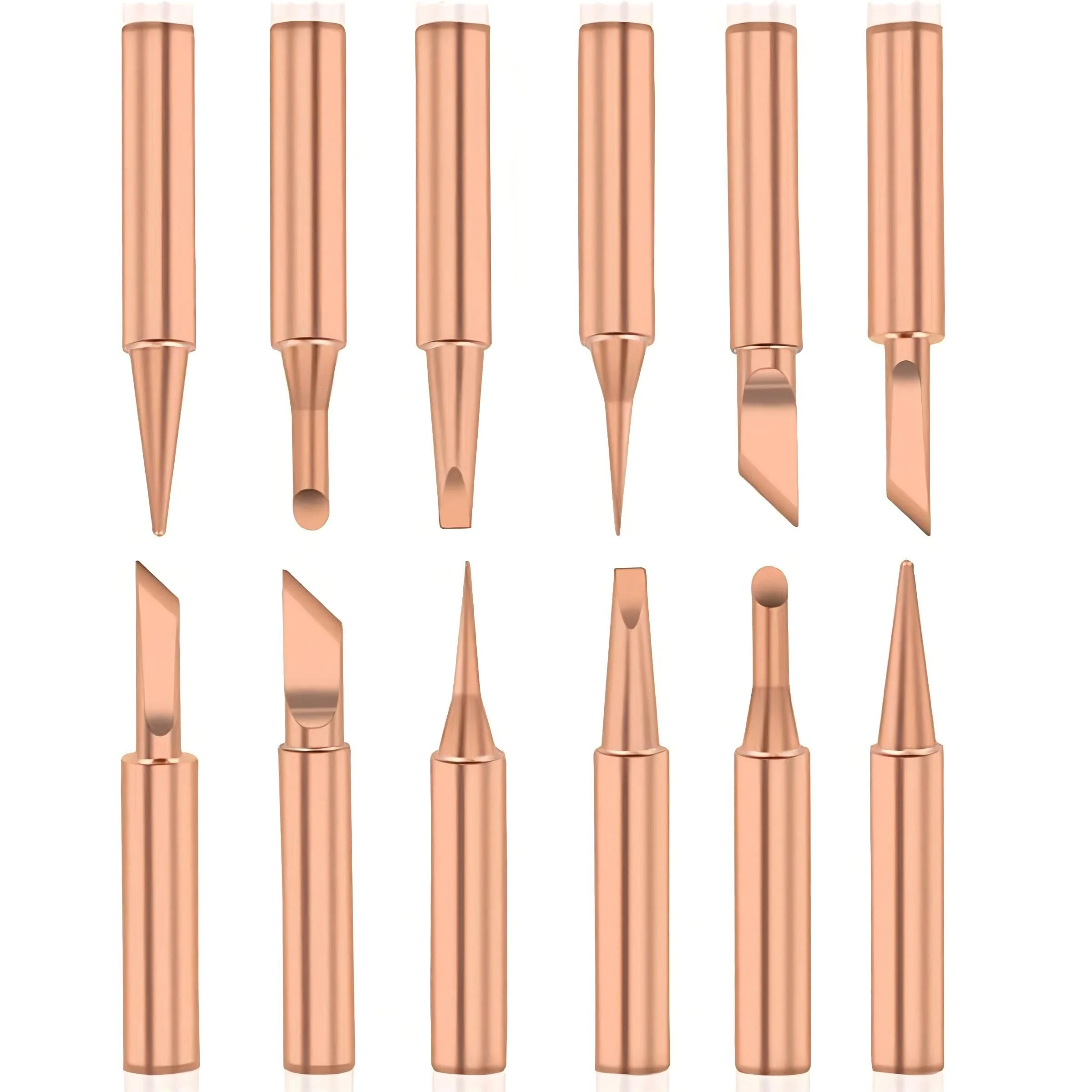 Treki Pack of 12 Copper Soldering Tip Replacement Soldering Iron Tips Set, 900M-T Replacement Soldering Tips, Soldering Tips for Soldering Station, Welding Devices, Accessories, Soldering Tips,