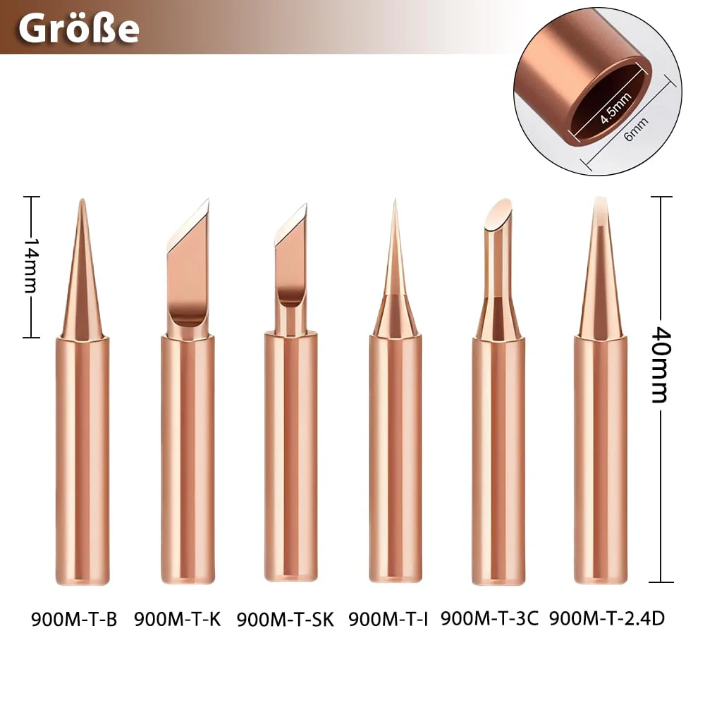Treki Pack of 12 Copper Soldering Tip Replacement Soldering Iron Tips Set, 900M-T Replacement Soldering Tips, Soldering Tips for Soldering Station, Welding Devices, Accessories, Soldering Tips, - Image 4