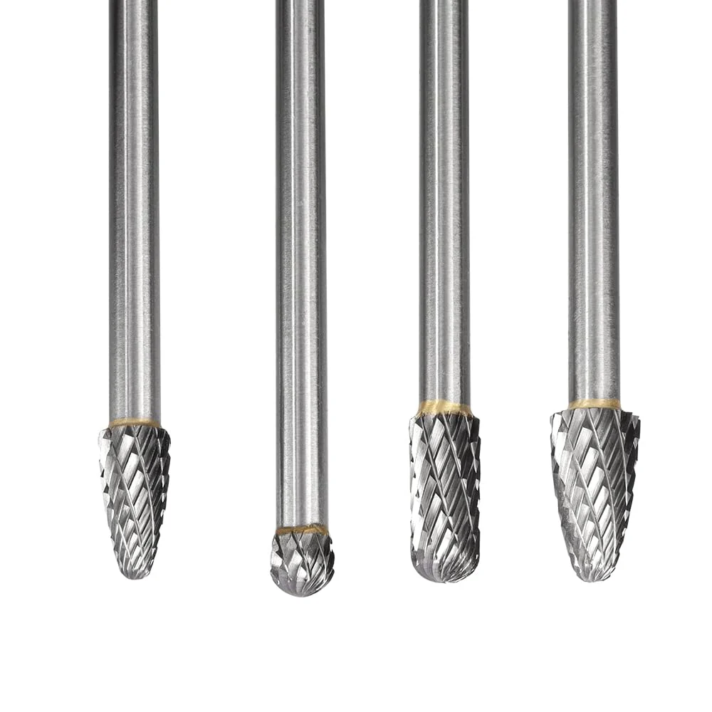Treki Set of 4 Long Carbide Burrs with 6 mm Shank Carbide Milling Cutter Attachment for Drill, Tungsten Steel Cutter Bits Wood Carving Drill Bit Set for Woodworking, Metal Cutter Wood Cutter - Image 2