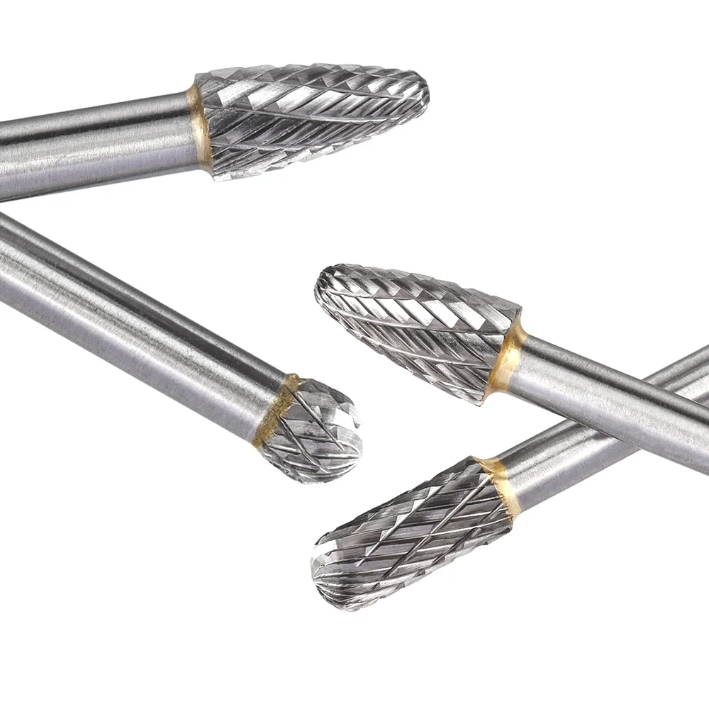 Treki Set of 4 Long Carbide Burrs with 6 mm Shank Carbide Milling Cutter Attachment for Drill, Tungsten Steel Cutter Bits Wood Carving Drill Bit Set for Woodworking, Metal Cutter Wood Cutter - Image 3