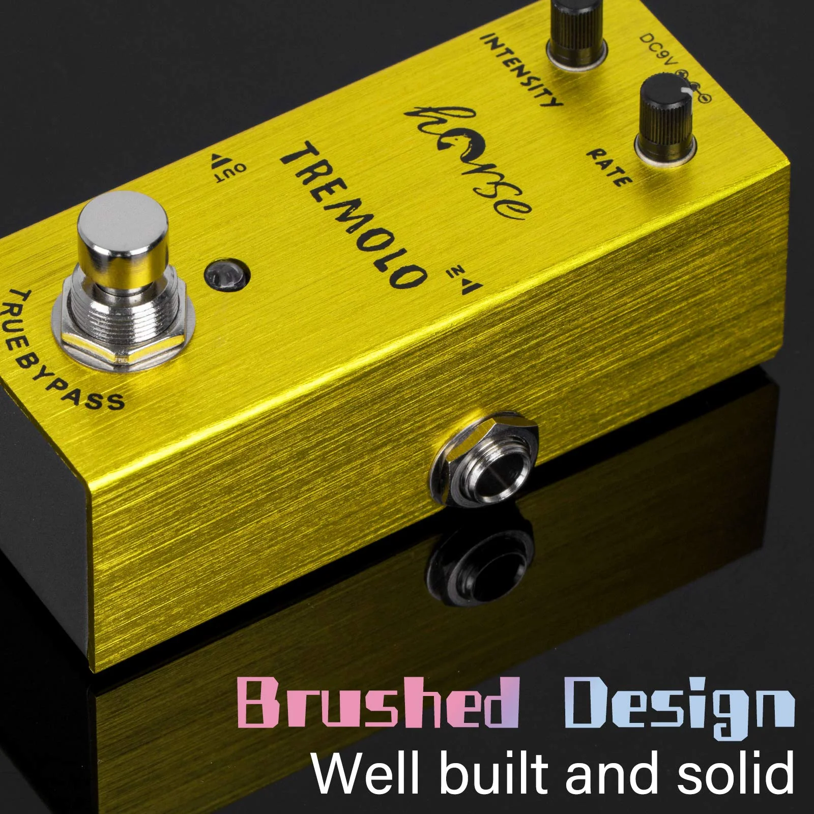 Tremolo Pedal, Horse Electric Guitar Effects Pedals Mini Single Type DC 9V True Bypass (Yellow) Yellow - Image 2