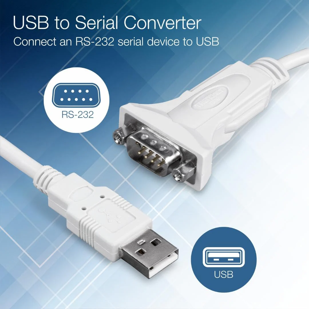 TRENDnet USB to Serial 9-Pin Converter Cable, Connect a RS-232 Serial Device to a USB 2.0 Port, Supports Windows & Mac, USB 1.1, USB 2.0, USB 3.0, 21 Inch Cable Length, Plug & Play, White, TU-S9 USB to Serial | 2ft - Image 3