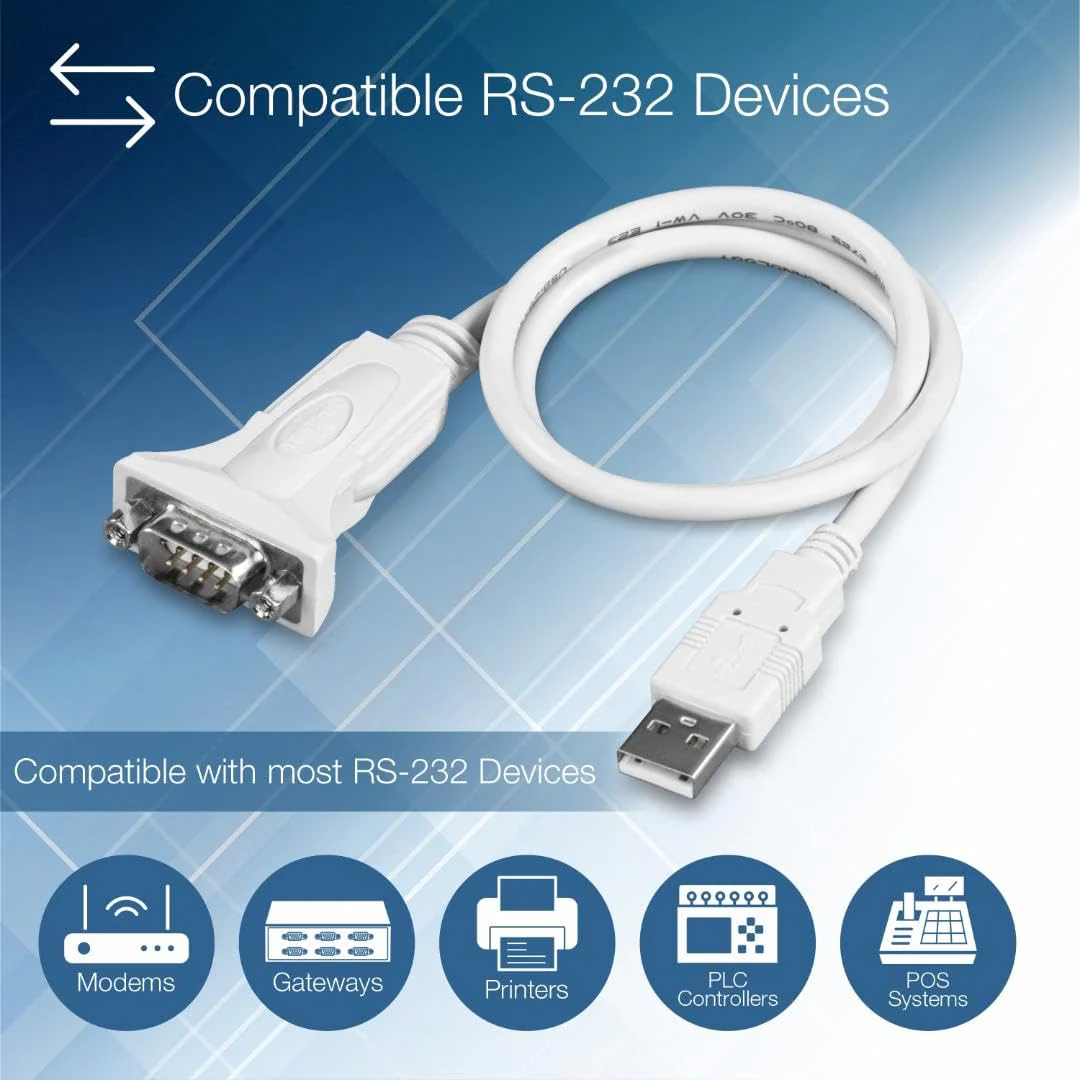 TRENDnet USB to Serial 9-Pin Converter Cable, Connect a RS-232 Serial Device to a USB 2.0 Port, Supports Windows & Mac, USB 1.1, USB 2.0, USB 3.0, 21 Inch Cable Length, Plug & Play, White, TU-S9 USB to Serial | 2ft - Image 4